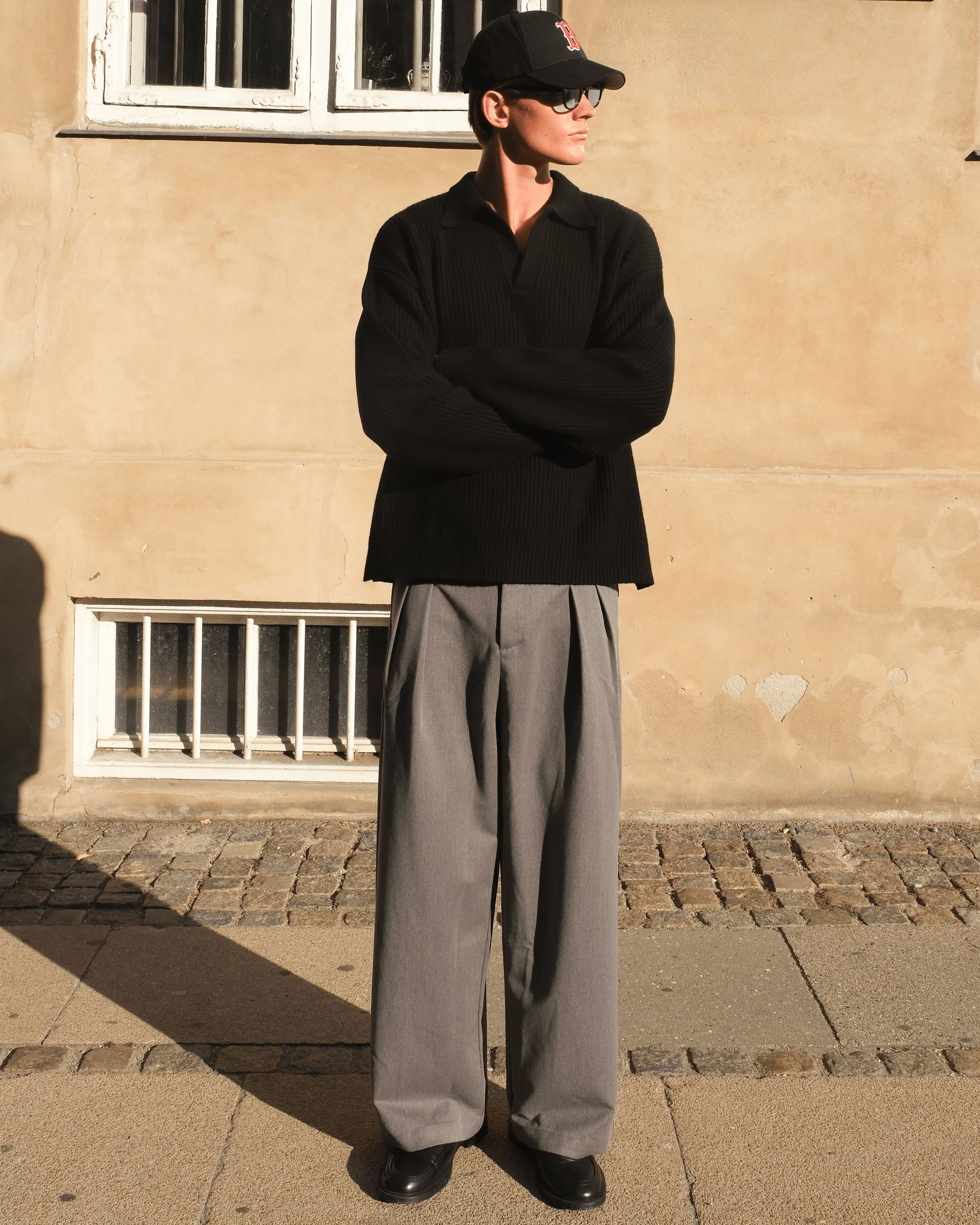 Ambra Loose-Fit Pleated Pants | Grey Melee - Image 6
