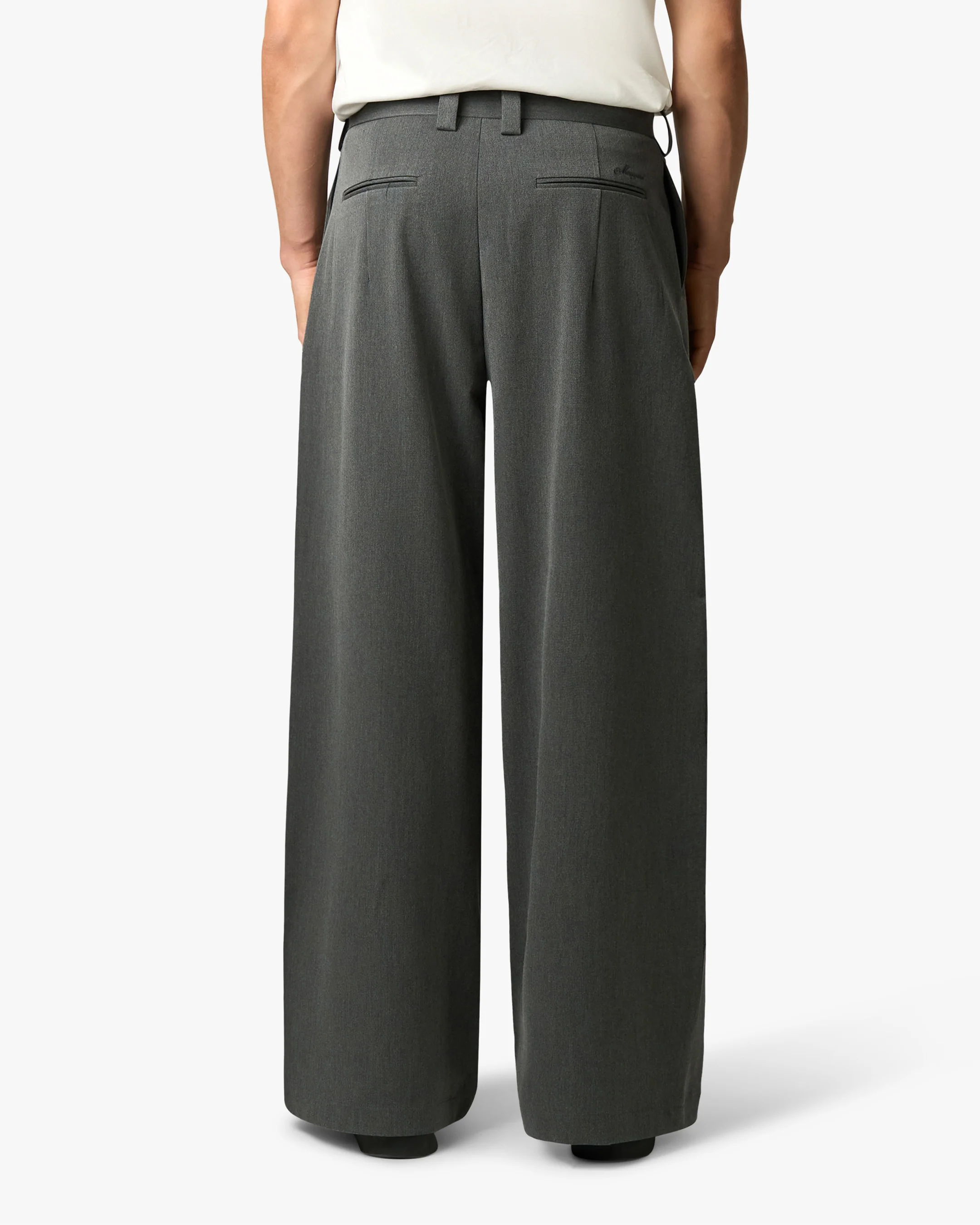 Ambra Pleated Loose-Fit Pants | Dark Grey Melee - Image 2