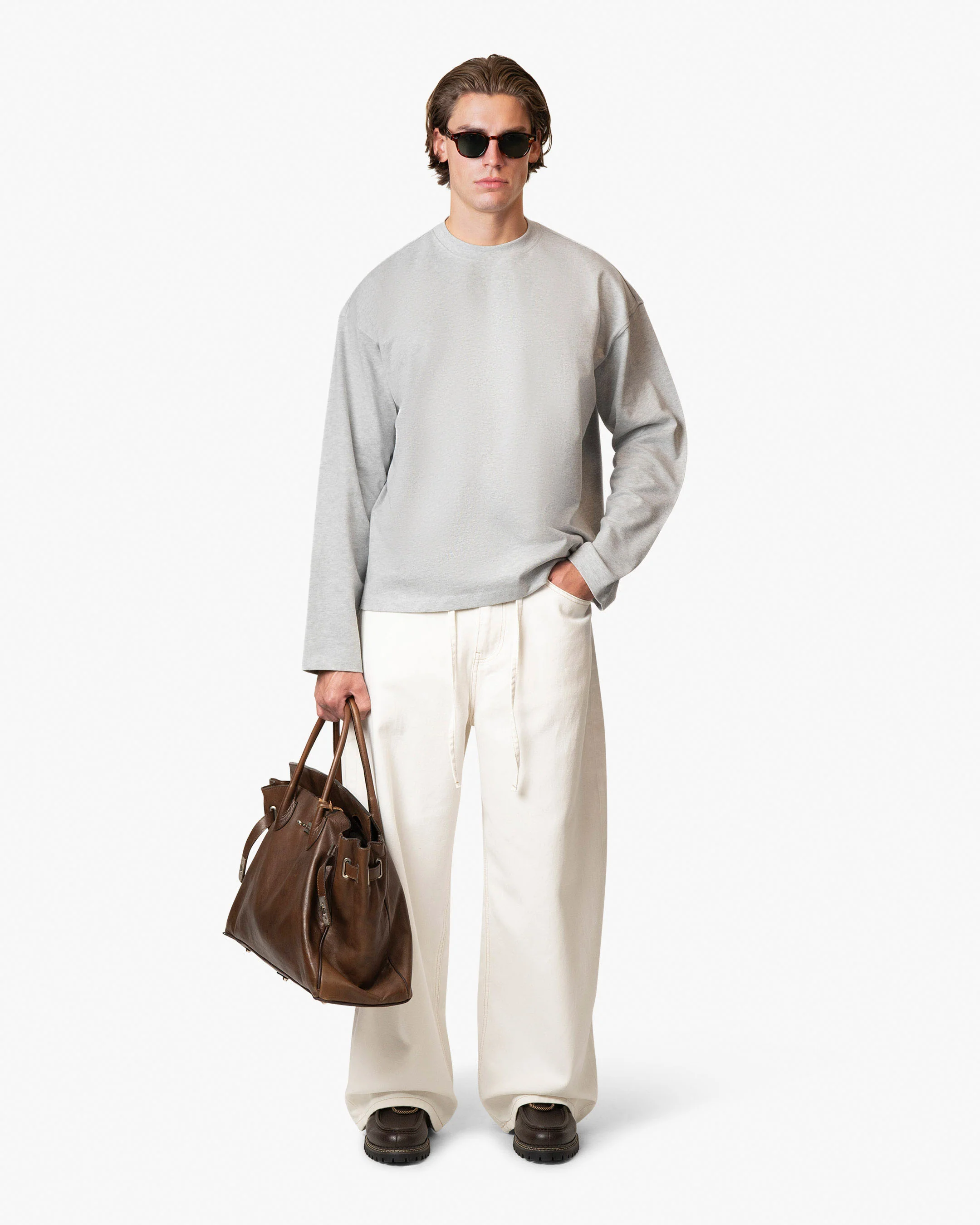 Blank Boxy Longsleeve | Grey Melee - Image 5