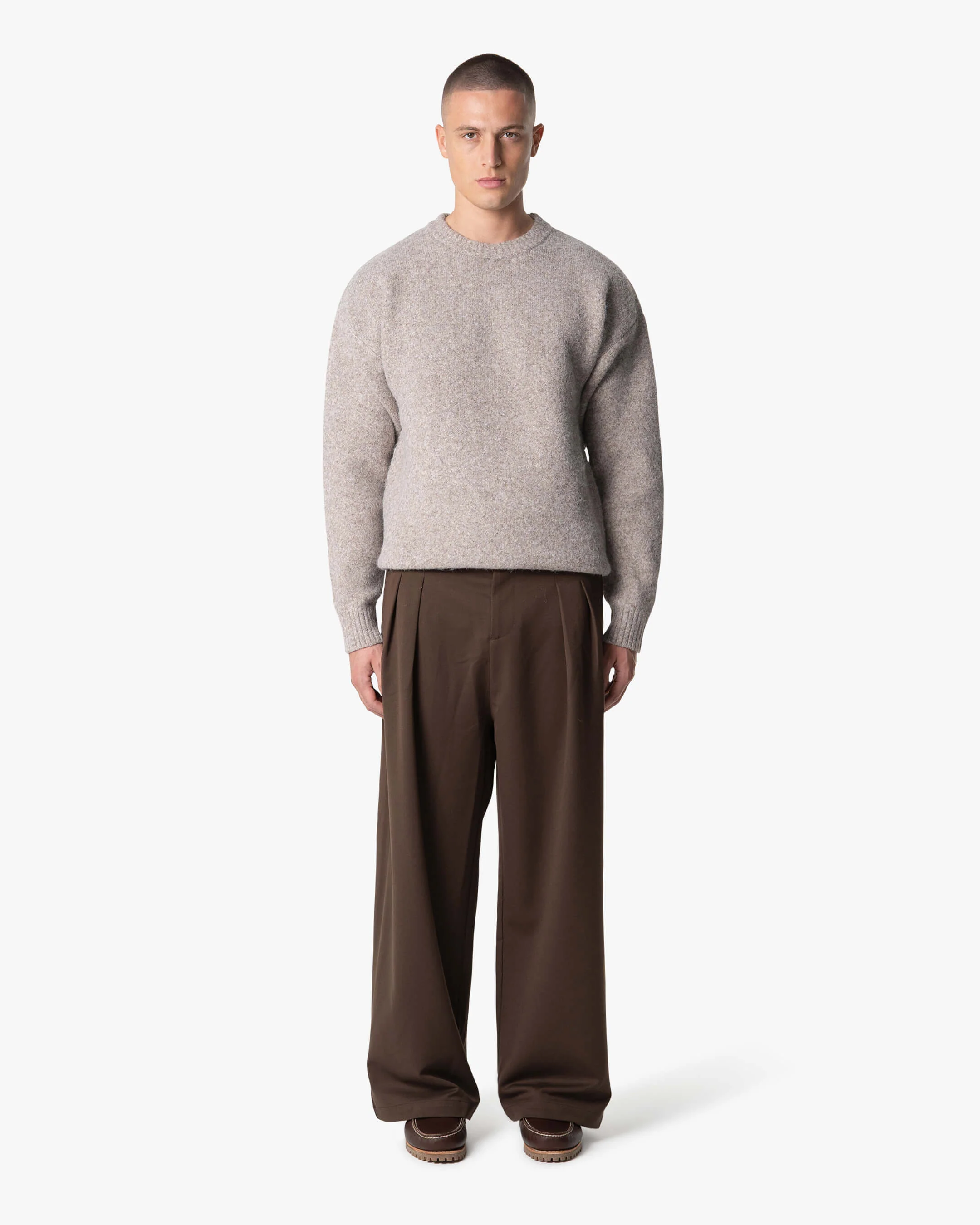 Brixton Wool-Blend Brushed Sweater | Light Brown Melee - Image 4
