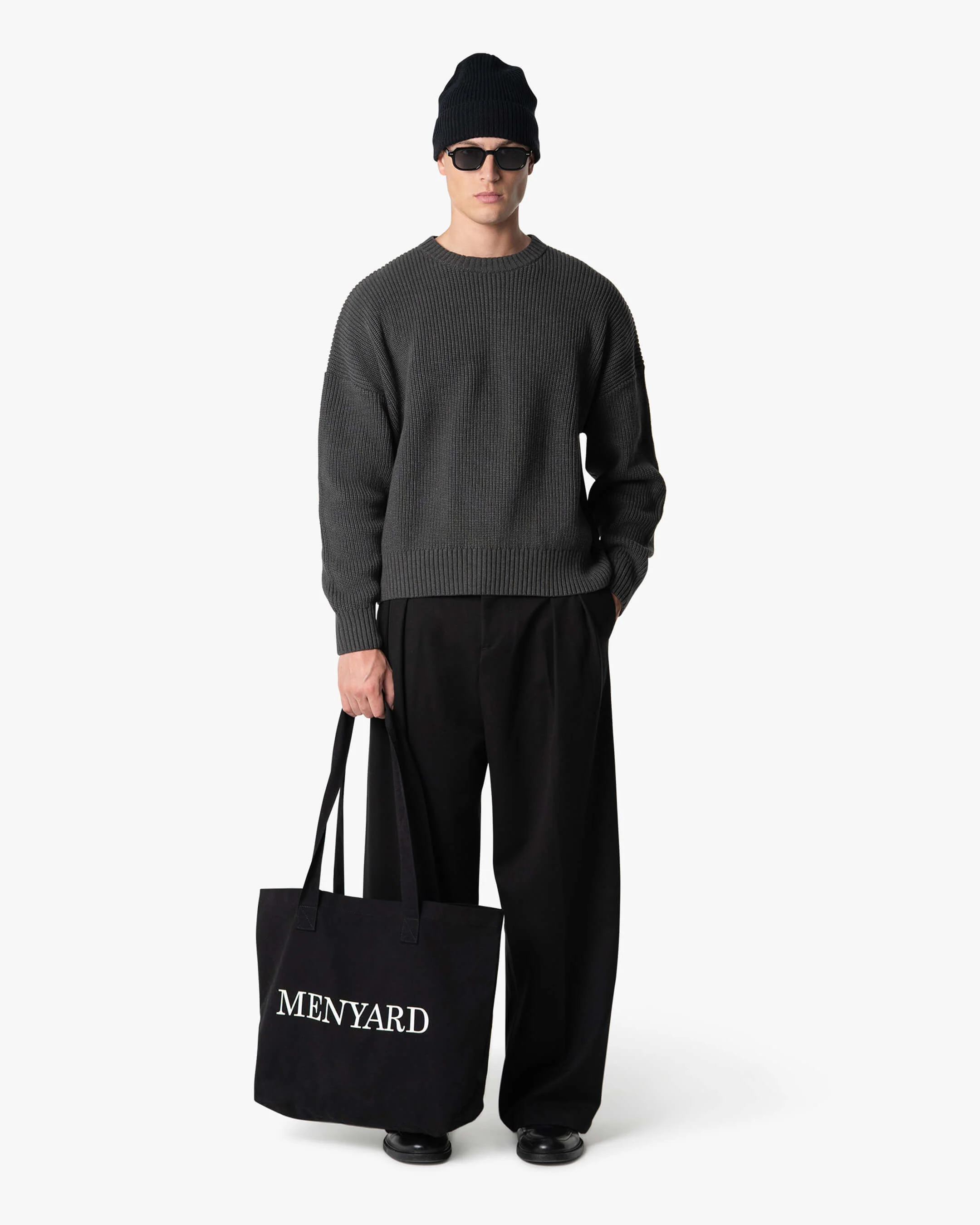 Emilian Oversized Cotton Boxy Sweater | Dark Grey - Image 4