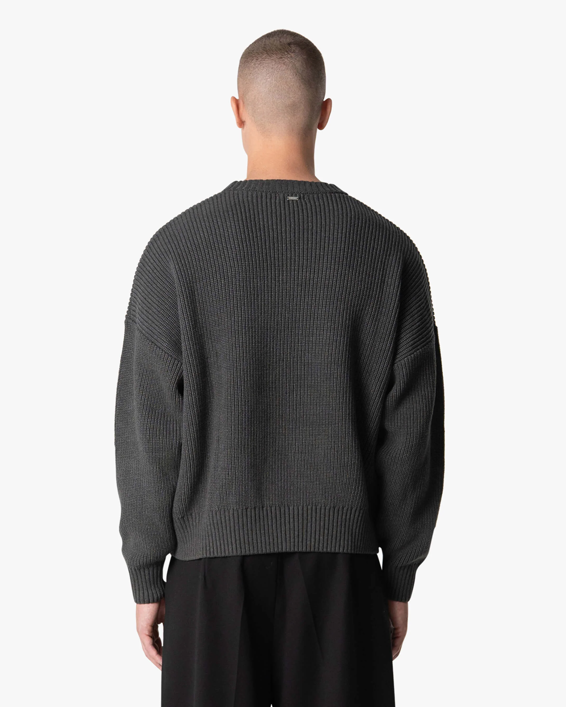 Emilian Oversized Cotton Boxy Sweater | Dark Grey - Image 5