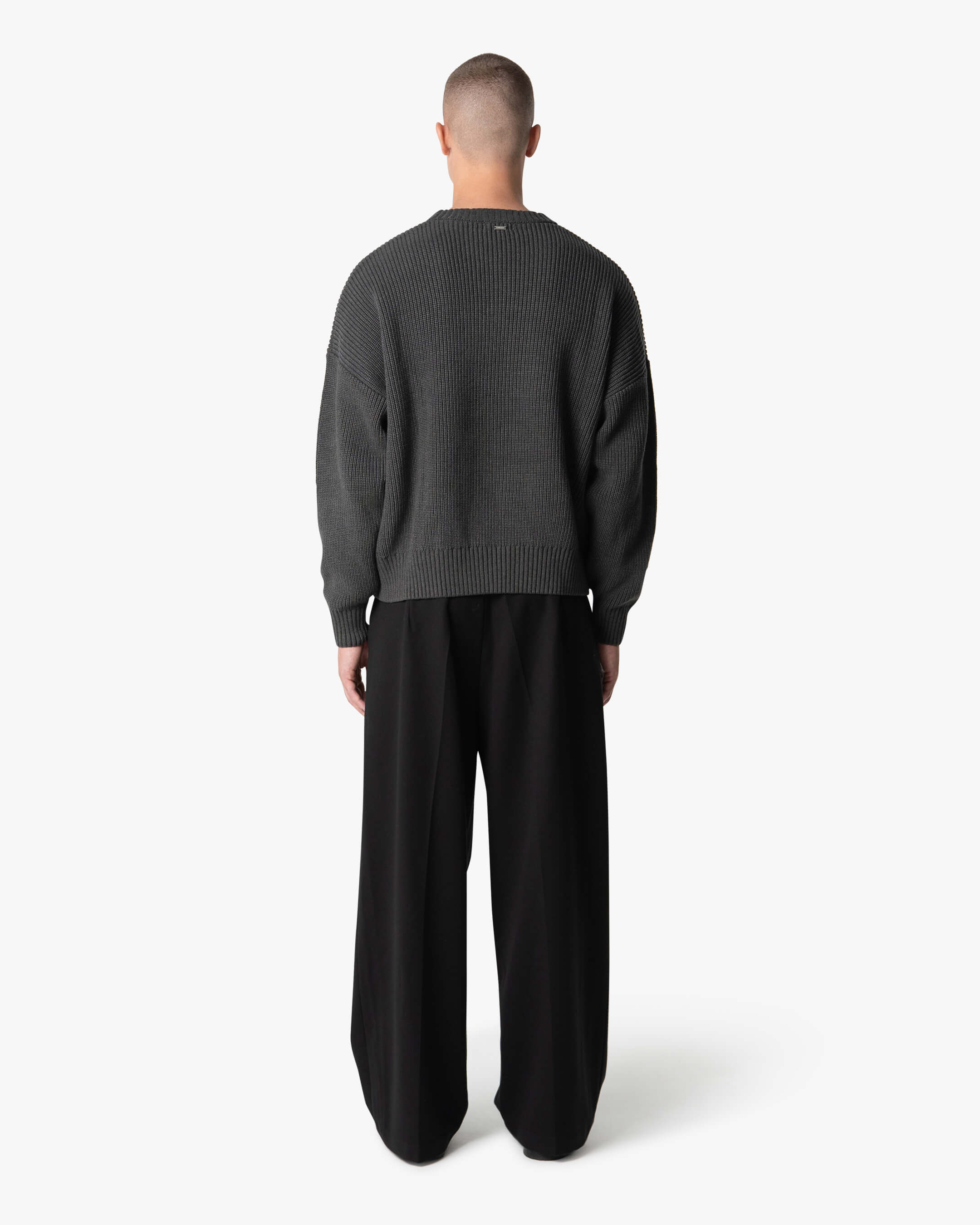 Emilian Oversized Cotton Boxy Sweater | Dark Grey - Image 6