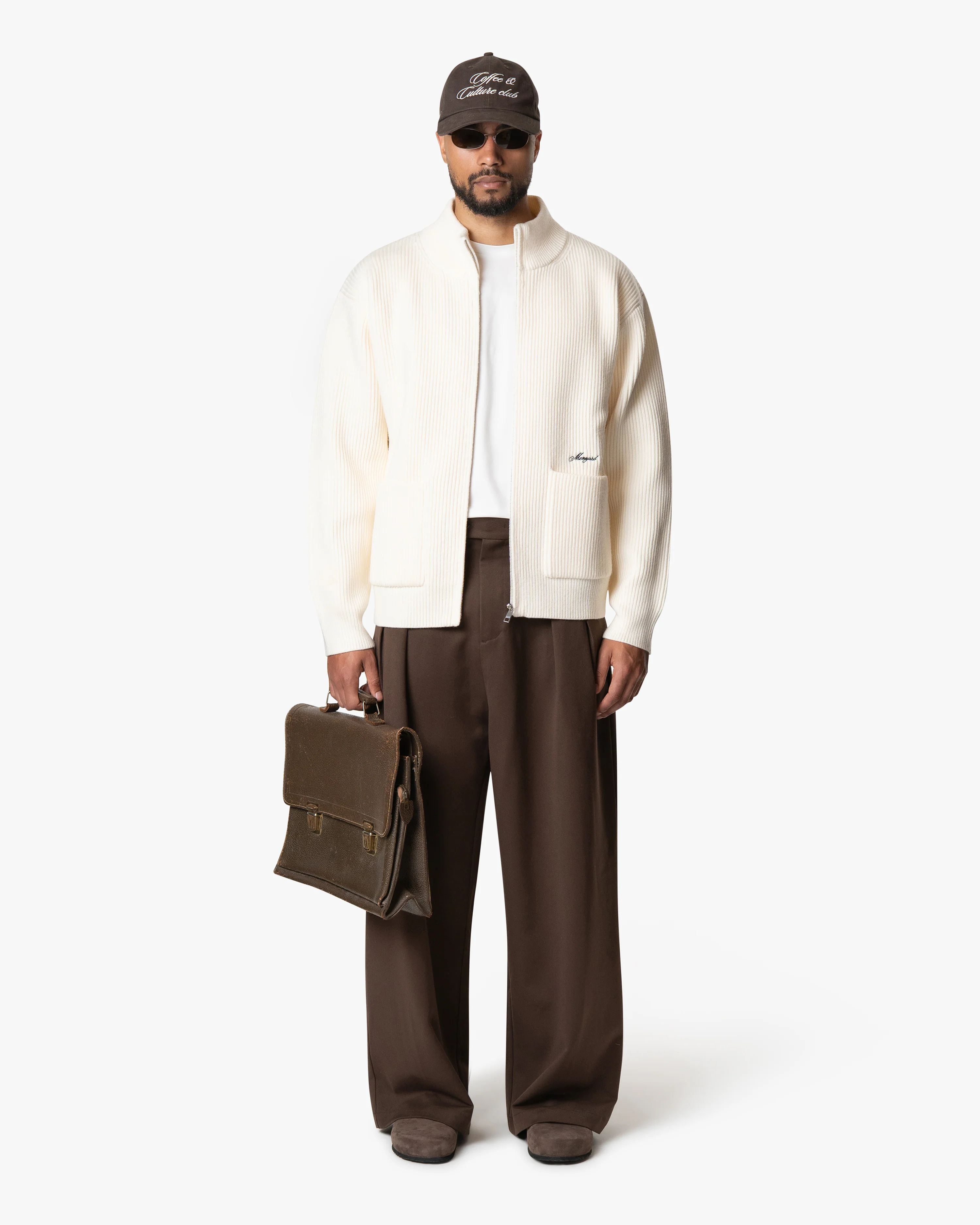 Giacca Heavy Knitted Zip-Up Cardigan | Ecru - Image 4
