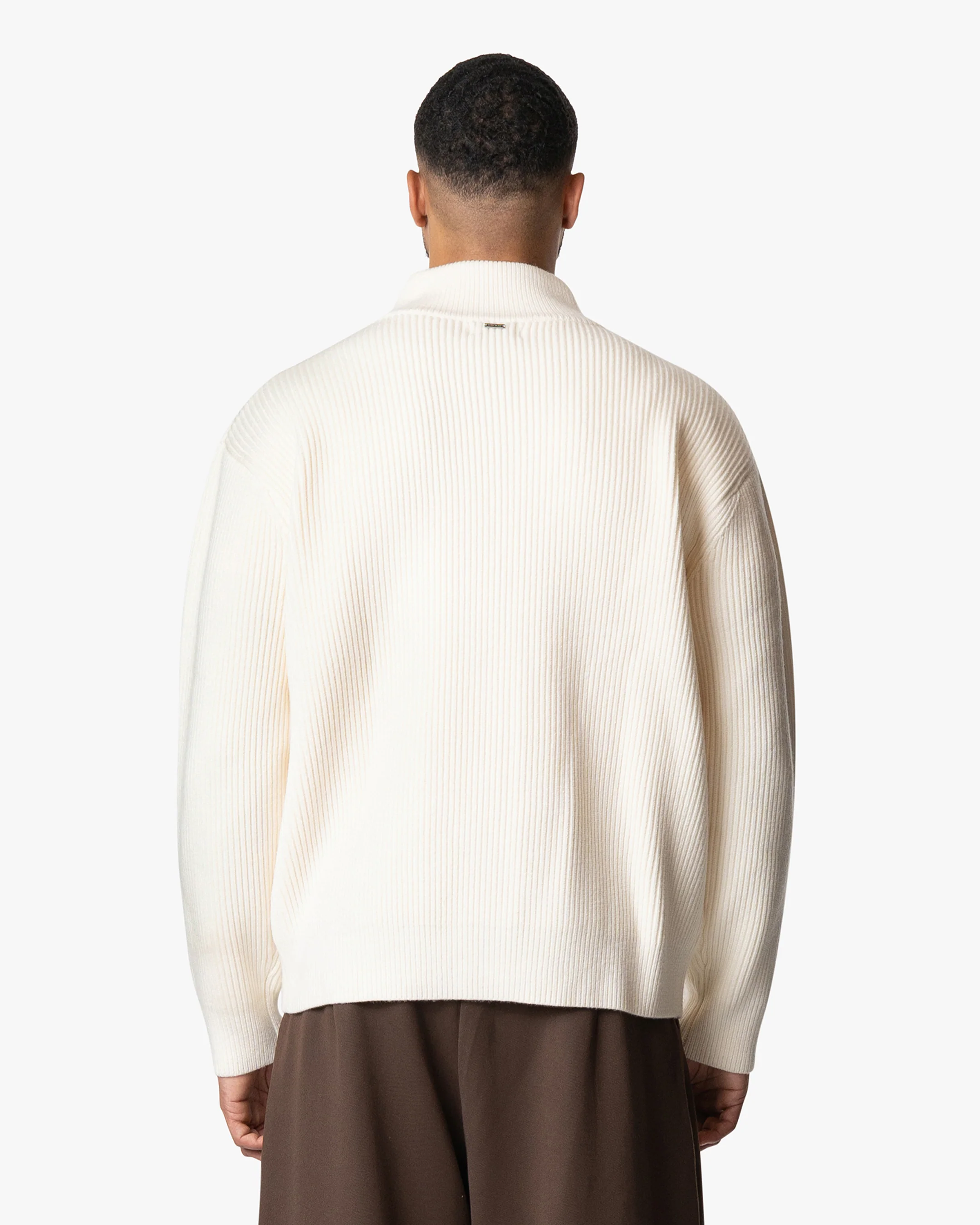 Giacca Heavy Knitted Zip-Up Cardigan | Ecru - Image 5