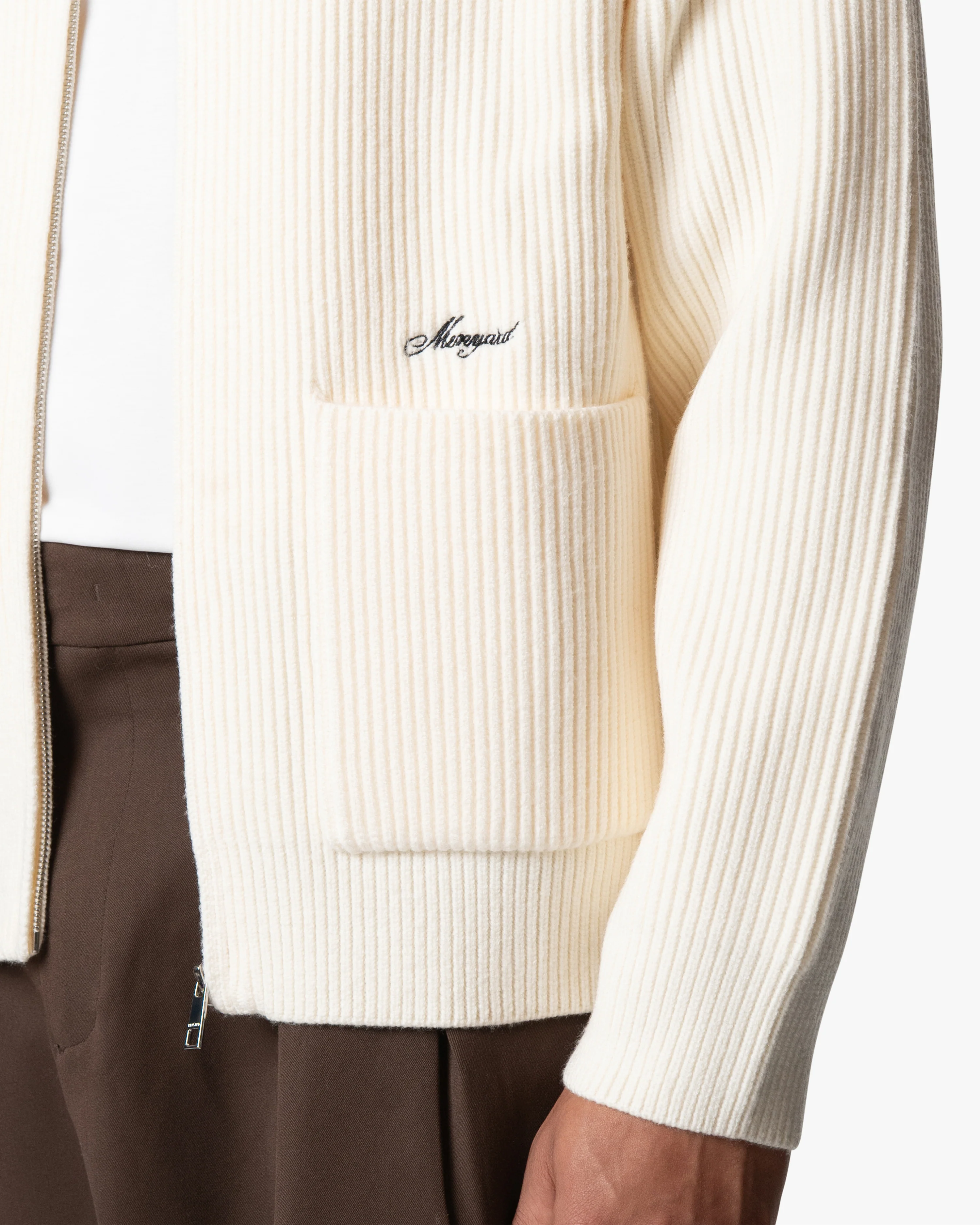 Giacca Heavy Knitted Zip-Up Cardigan | Ecru - Image 7