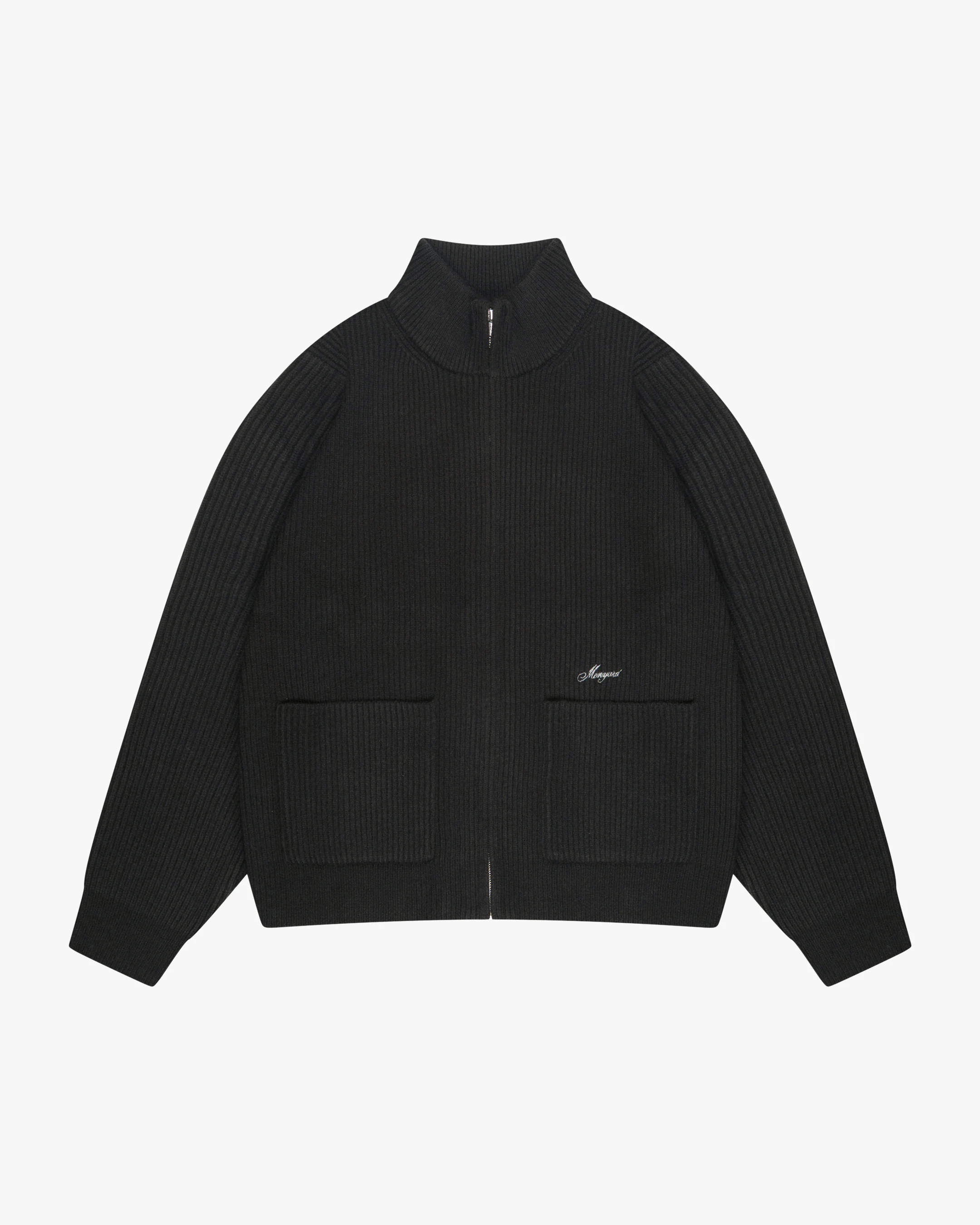Giacca Heavy Knitted Zip-Up Cardigan | Black - Image 3