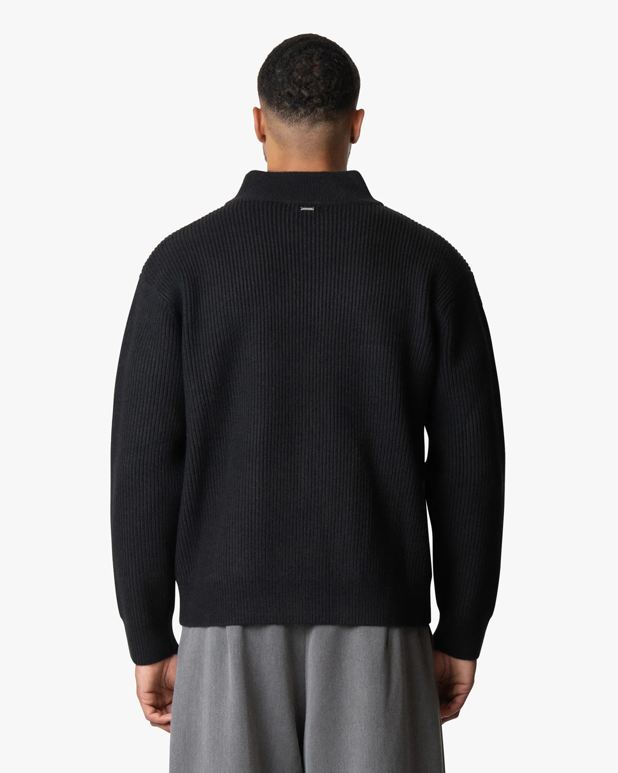 Giacca Heavy Knitted Zip-Up Cardigan | Black - Image 5