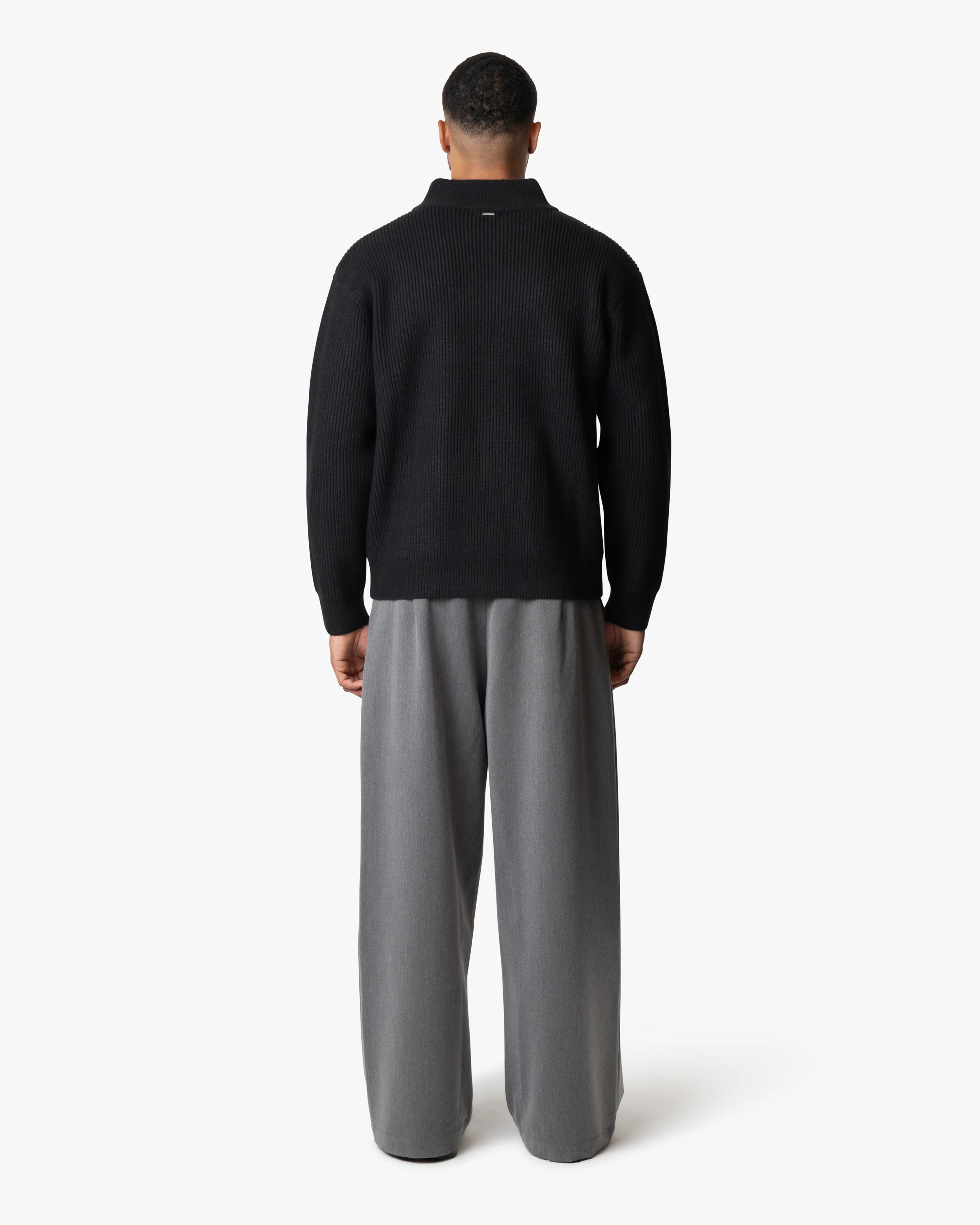 Giacca Heavy Knitted Zip-Up Cardigan | Black - Image 6