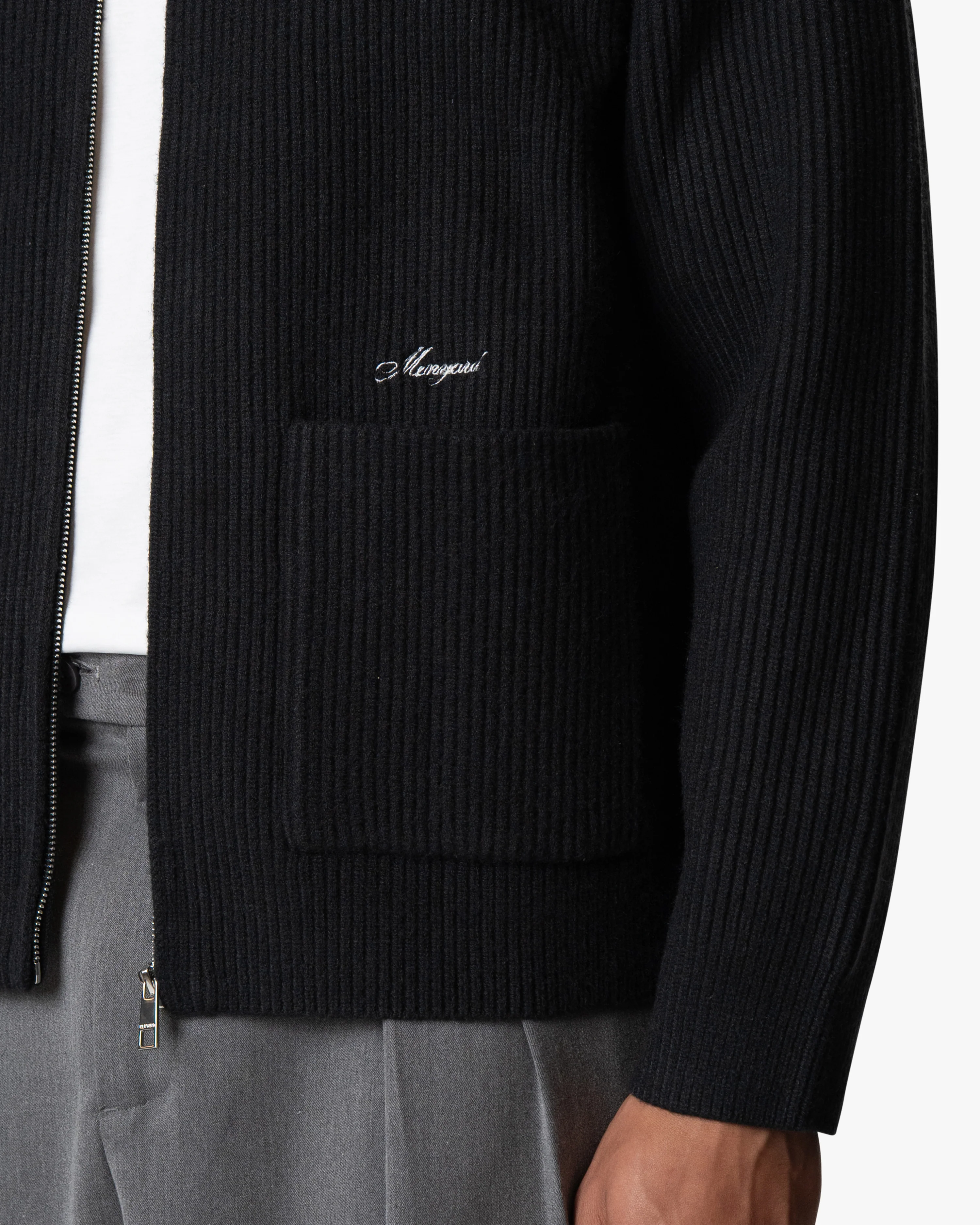 Giacca Heavy Knitted Zip-Up Cardigan | Black - Image 7