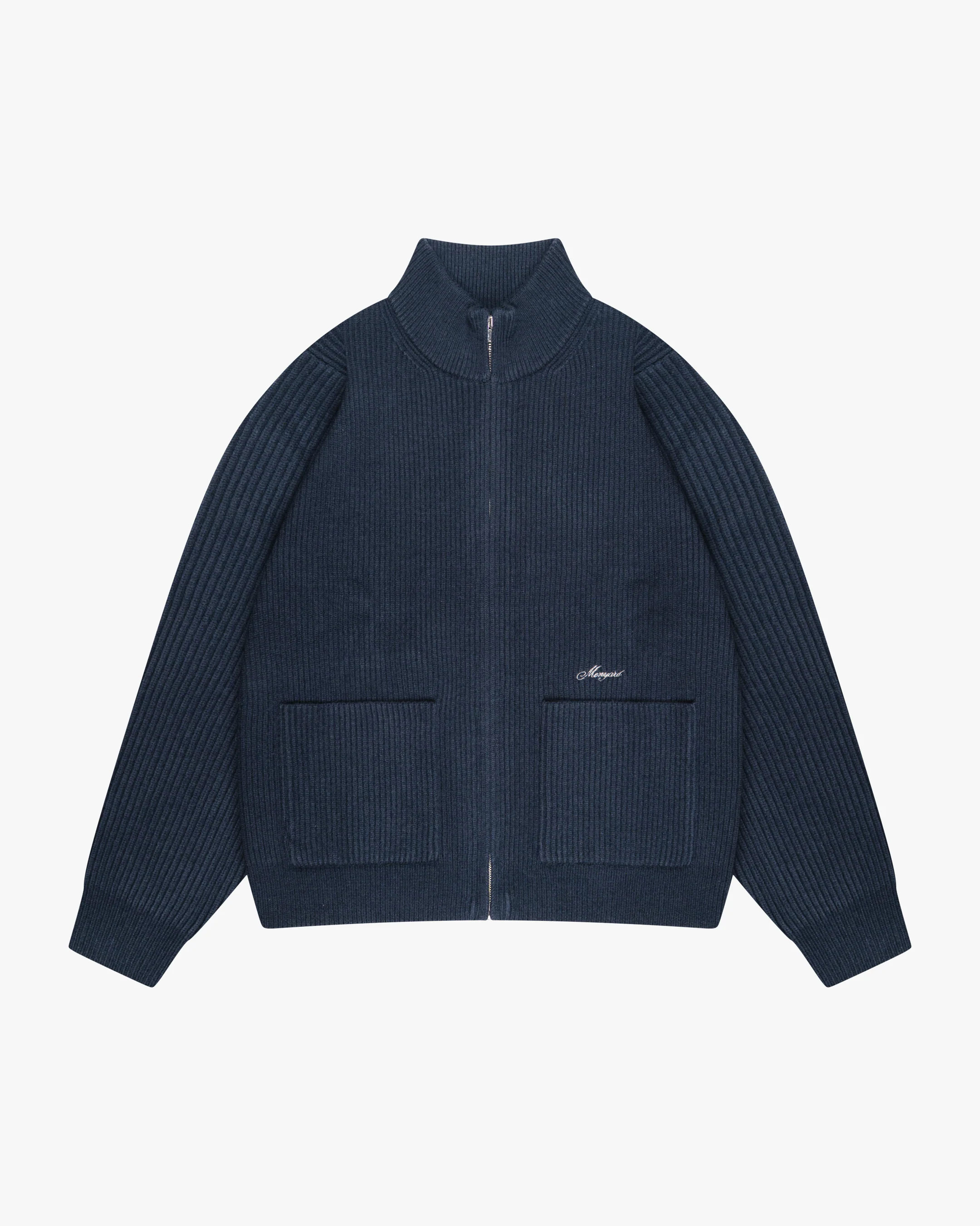 Giacca Heavy Knitted Zip-Up Cardigan | Navy - Image 3