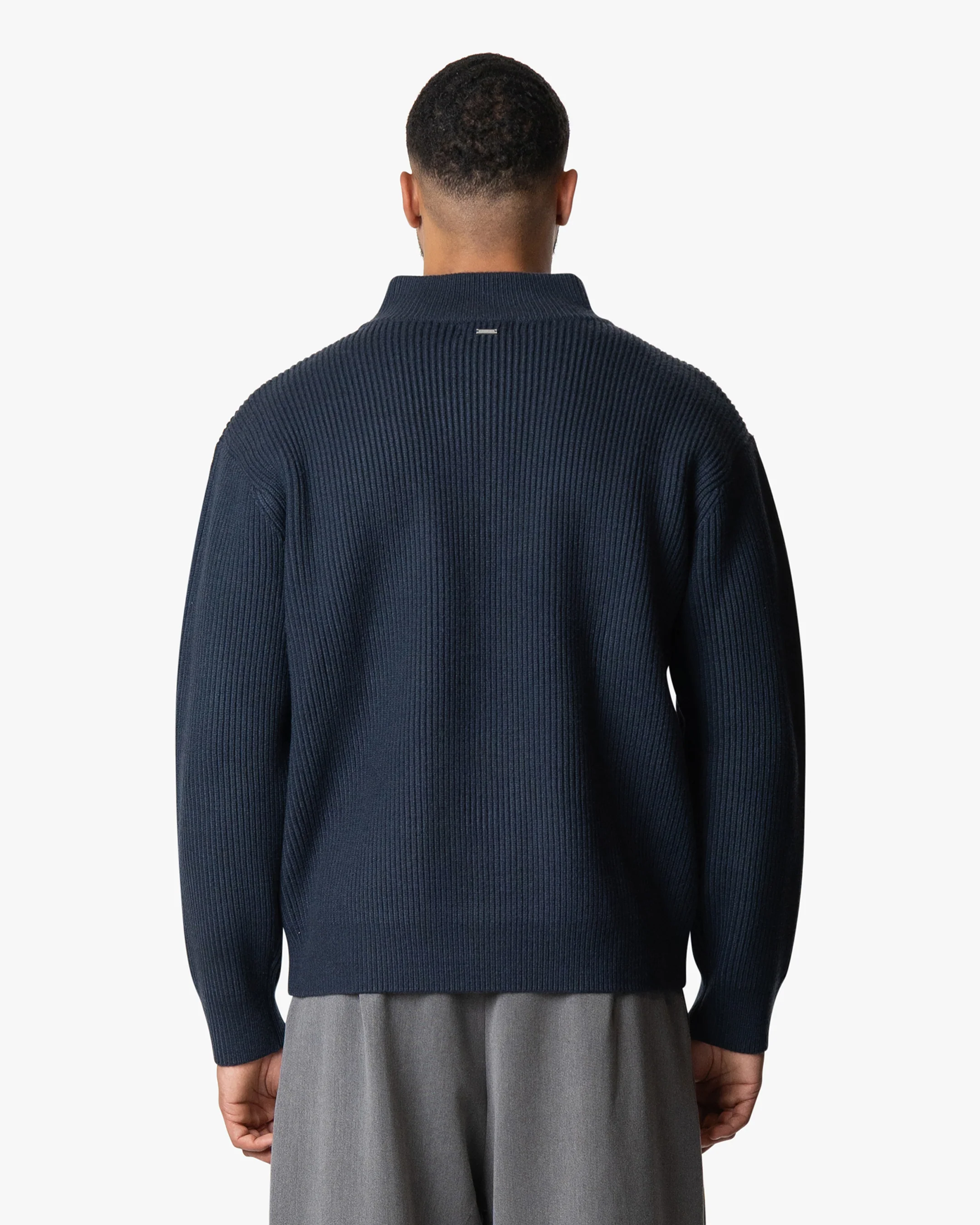 Giacca Heavy Knitted Zip-Up Cardigan | Navy - Image 5