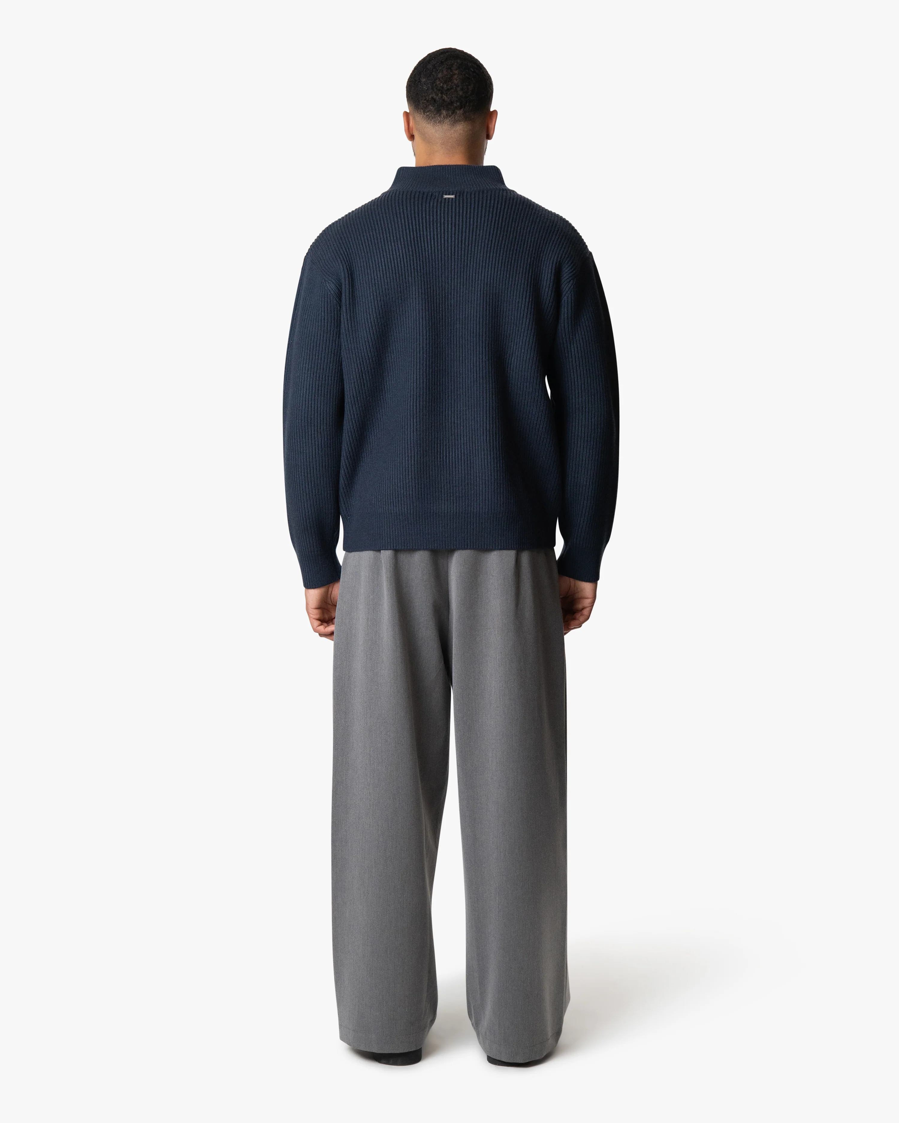 Giacca Heavy Knitted Zip-Up Cardigan | Navy - Image 6