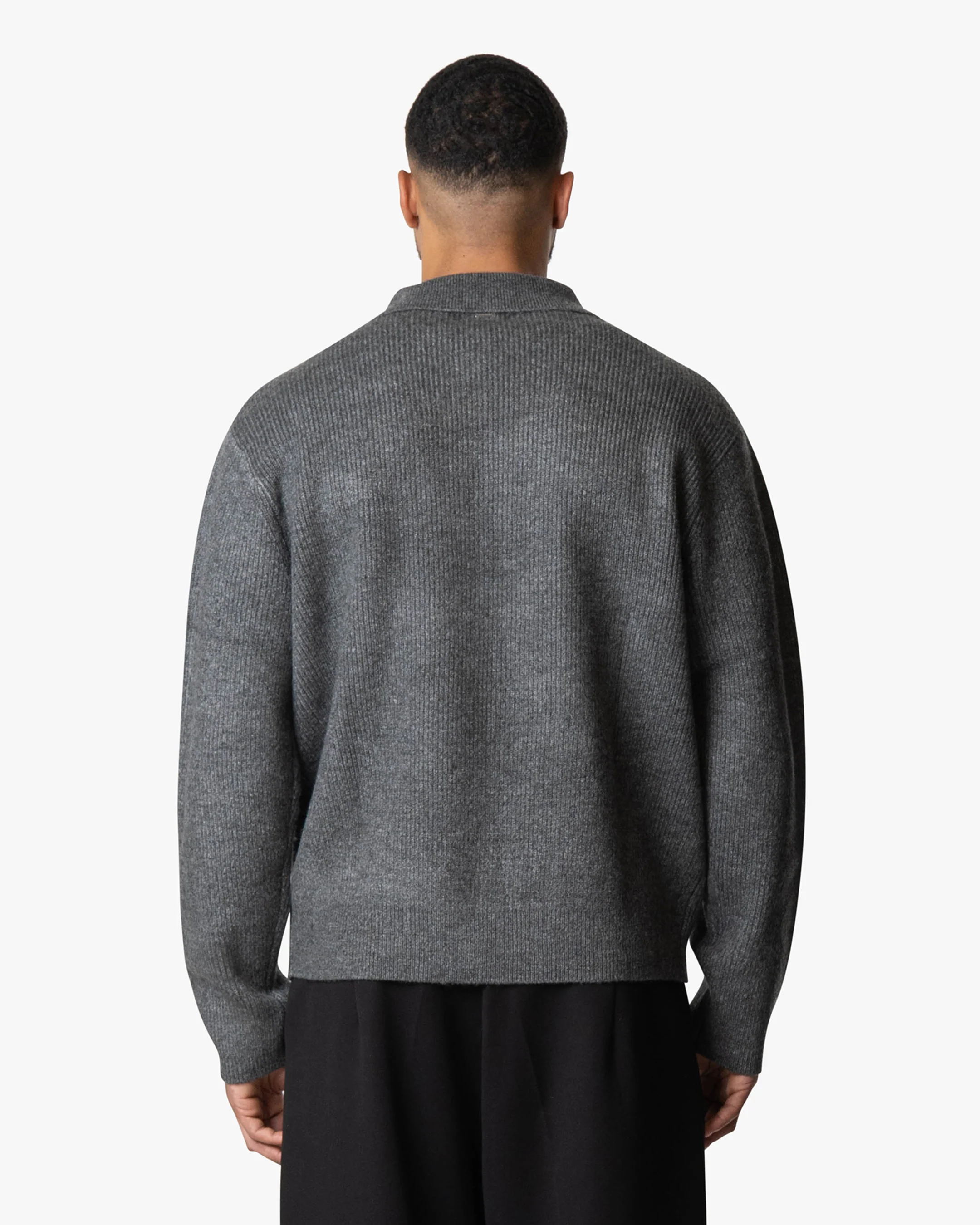 Levante Knitted Half-Zip Polo Sweater | Dark Grey - Image 4