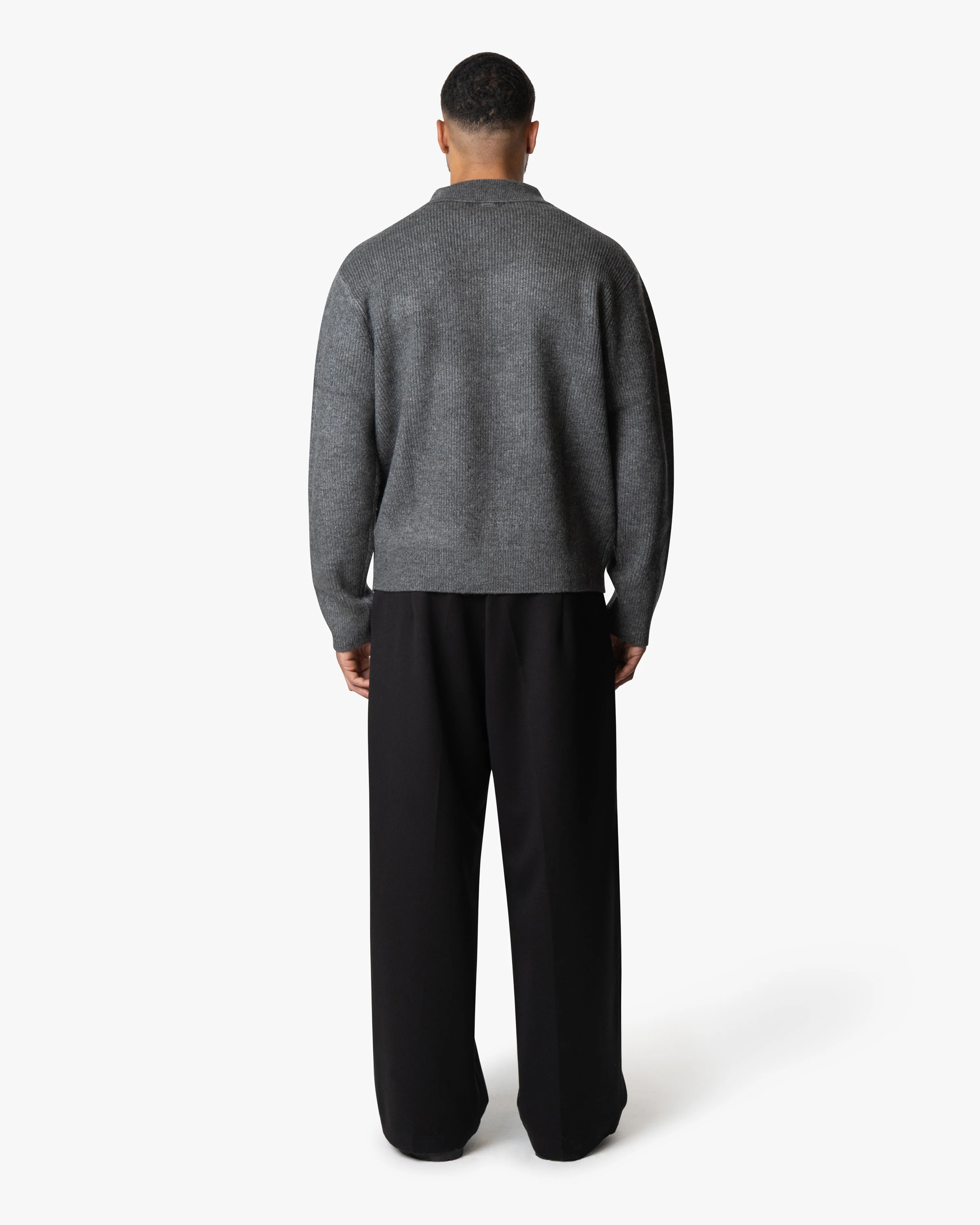 Levante Knitted Half-Zip Polo Sweater | Dark Grey - Image 5