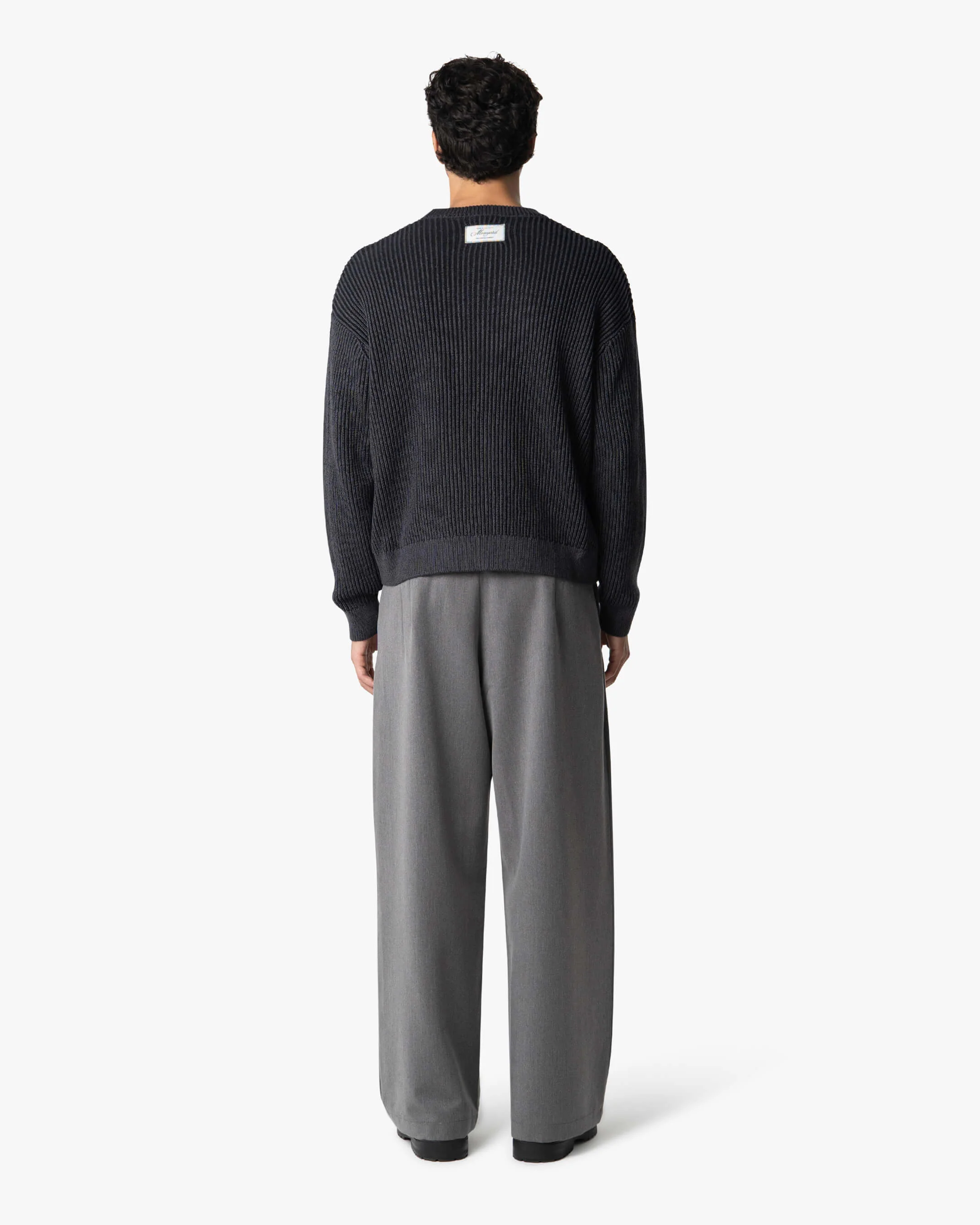 Lima Boxy Knitted Cotton Sweater | Black/Grey - Image 4