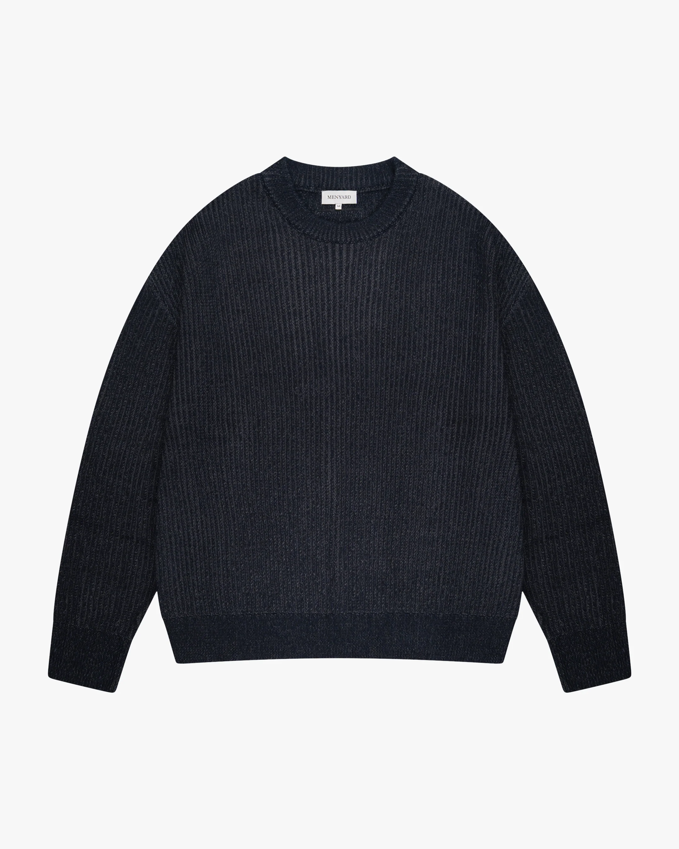 Lima Boxy Knitted Cotton Sweater | Navy/Grey - Image 2