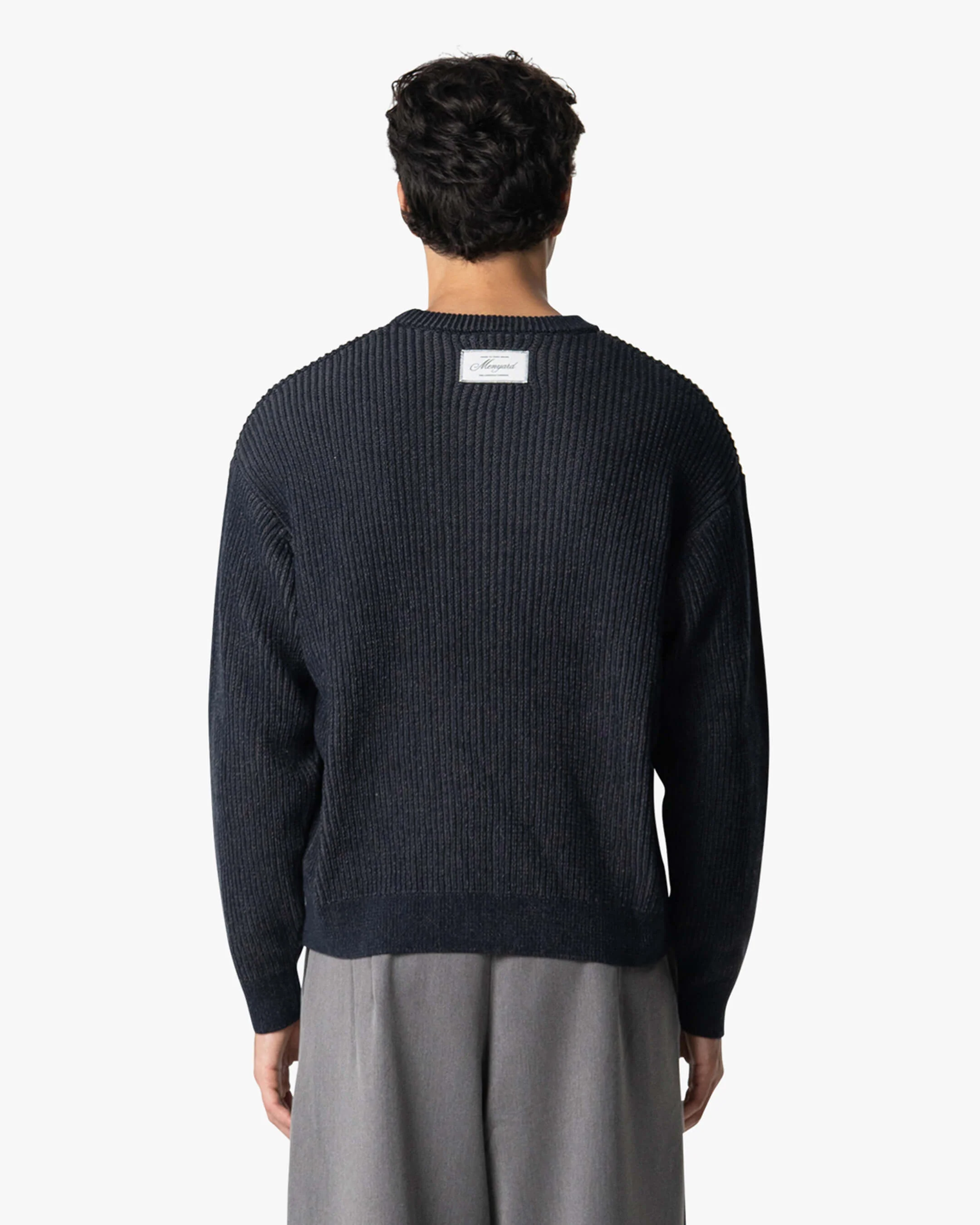 Lima Boxy Knitted Cotton Sweater | Navy/Grey - Image 5