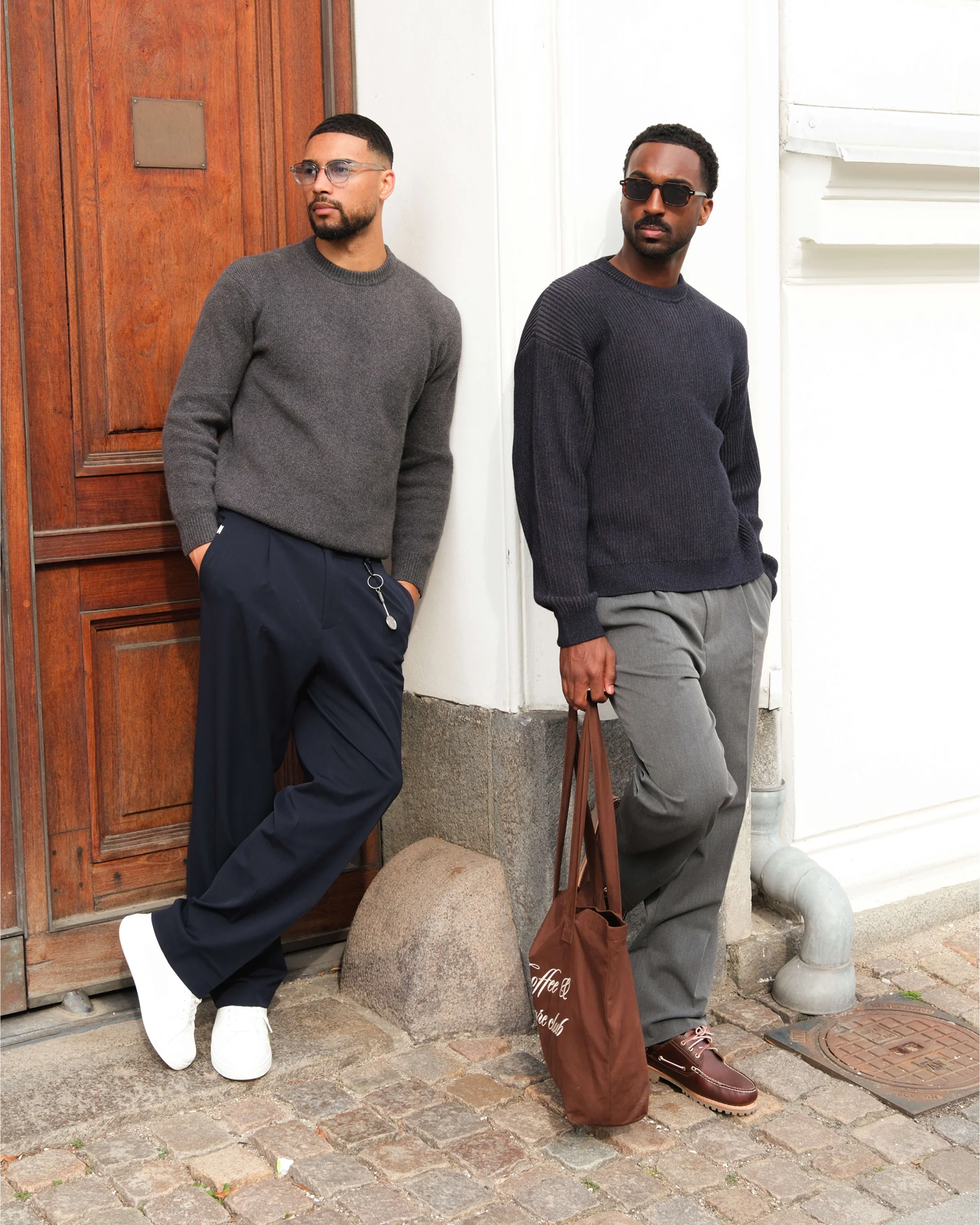 Lima Boxy Knitted Cotton Sweater | Navy/Grey - Image 6