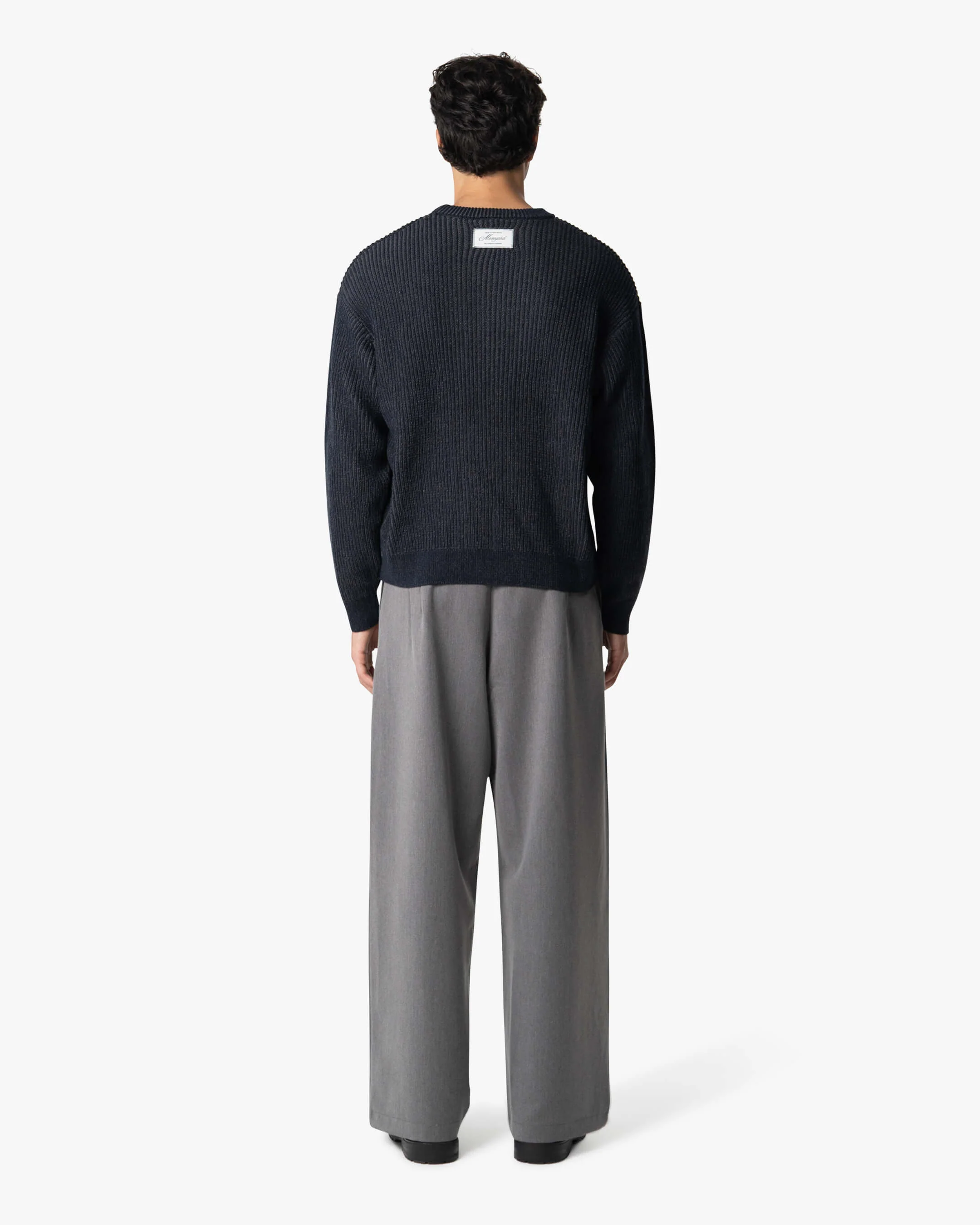 Lima Boxy Knitted Cotton Sweater | Navy/Grey - Image 7