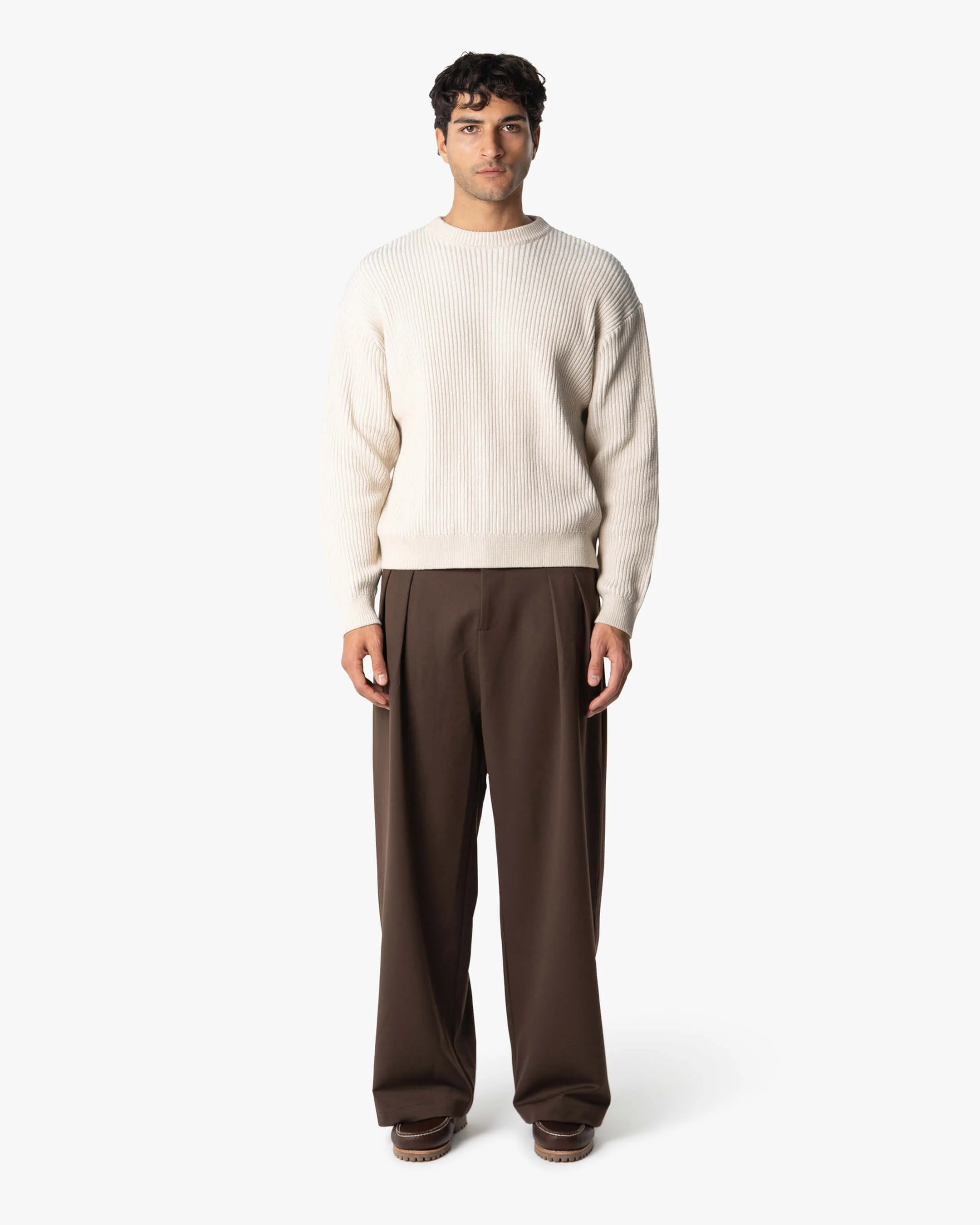 Lima Boxy Knitted Cotton Sweater | Sand - Image 6