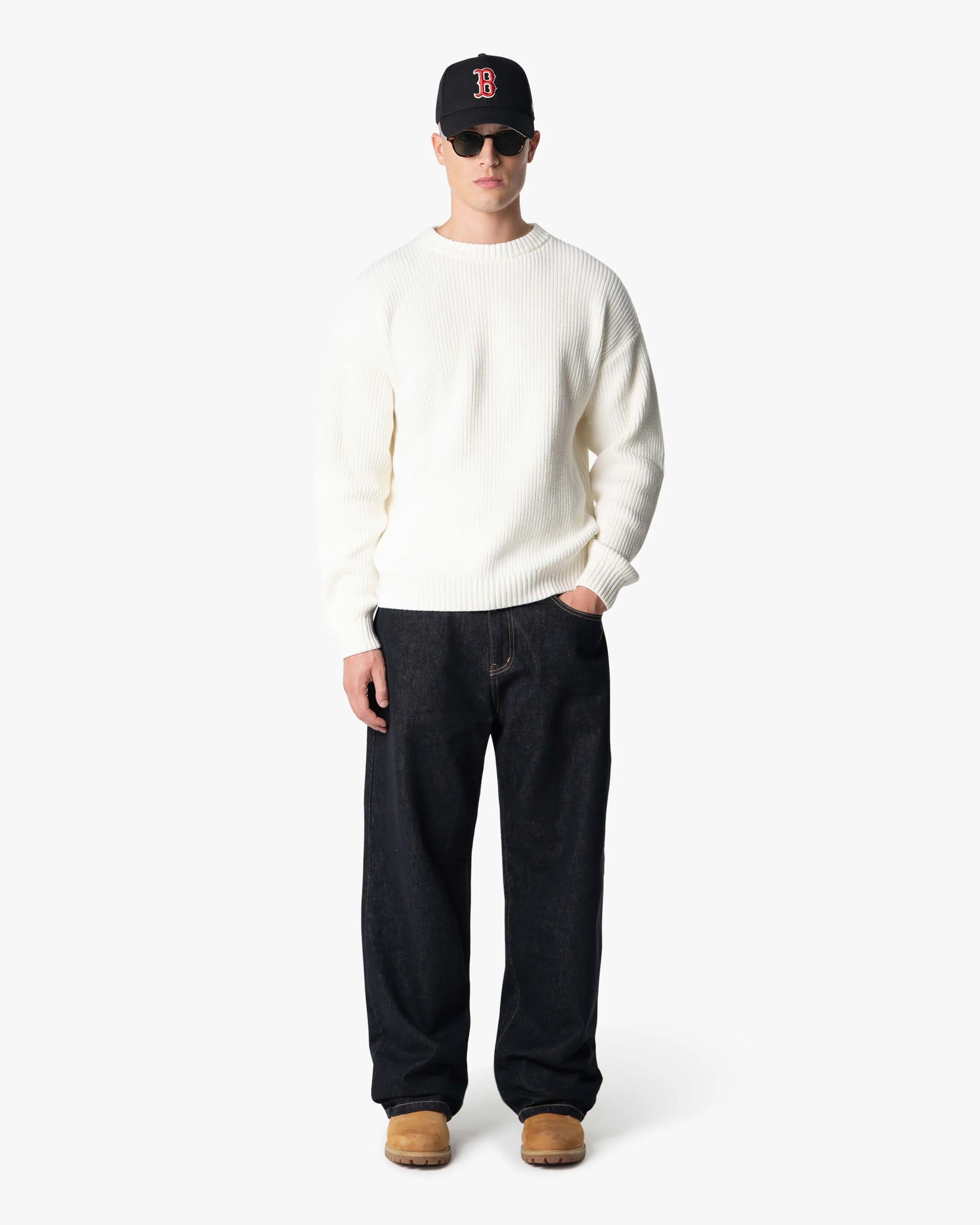 Naval Knitted Cotton Sweater | Ecru - Image 4
