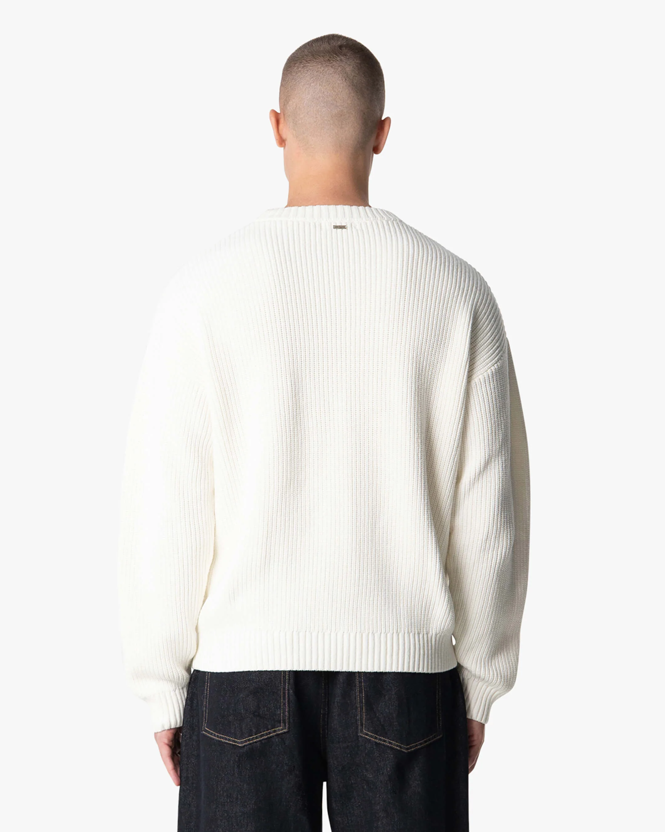 Naval Knitted Cotton Sweater | Ecru - Image 6
