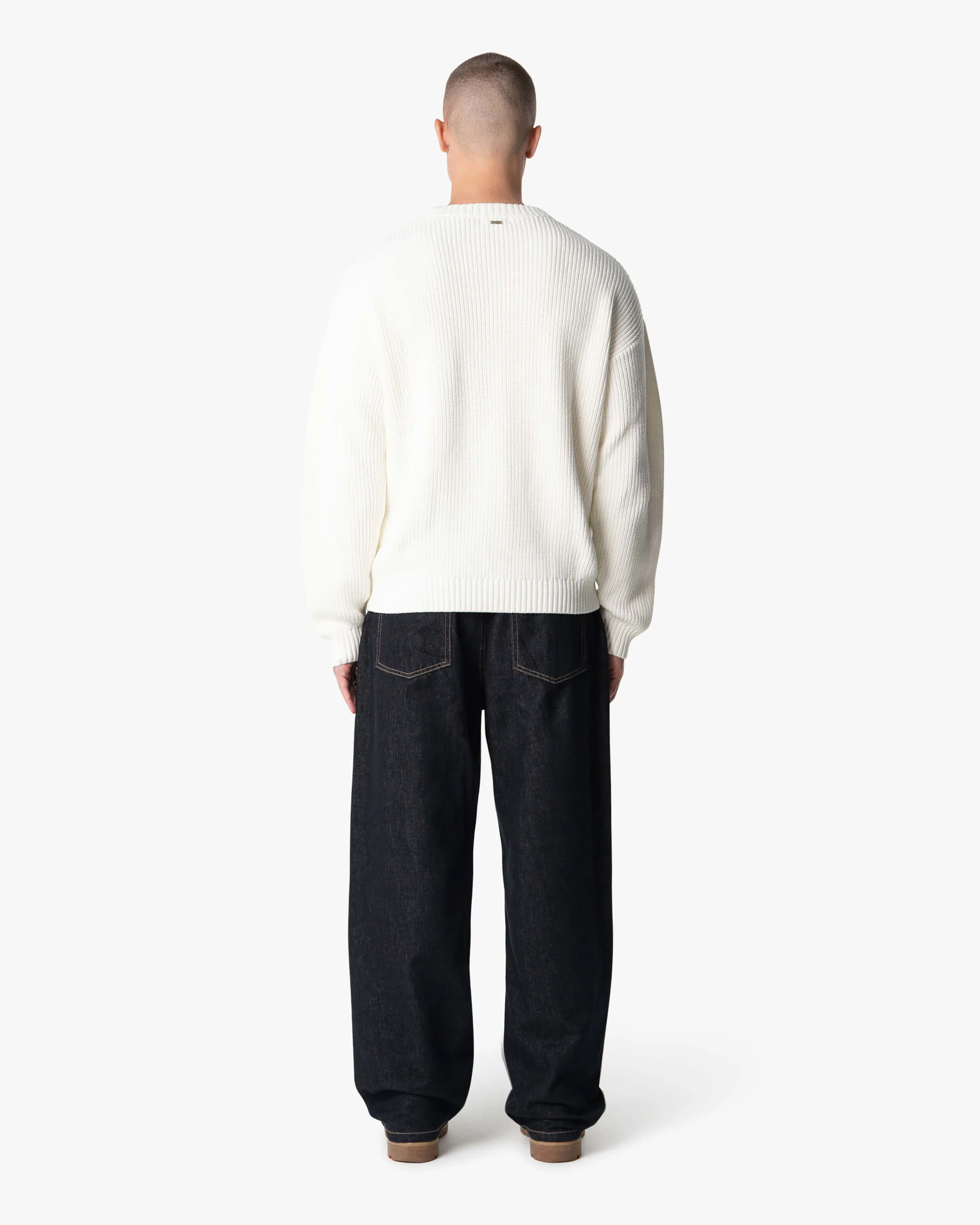 Naval Knitted Cotton Sweater | Ecru - Image 7