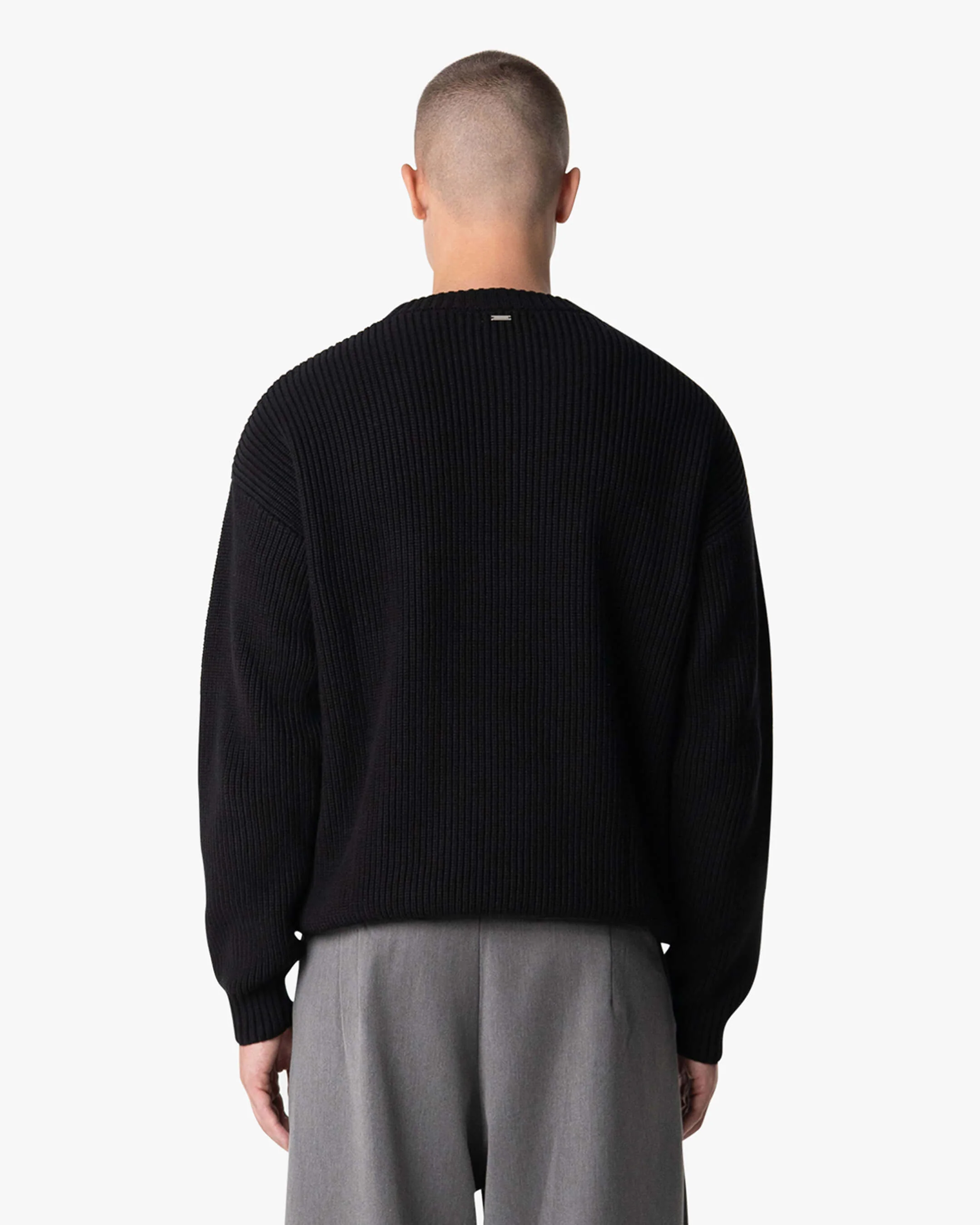 Naval Knitted Cotton Sweater | Black - Image 6