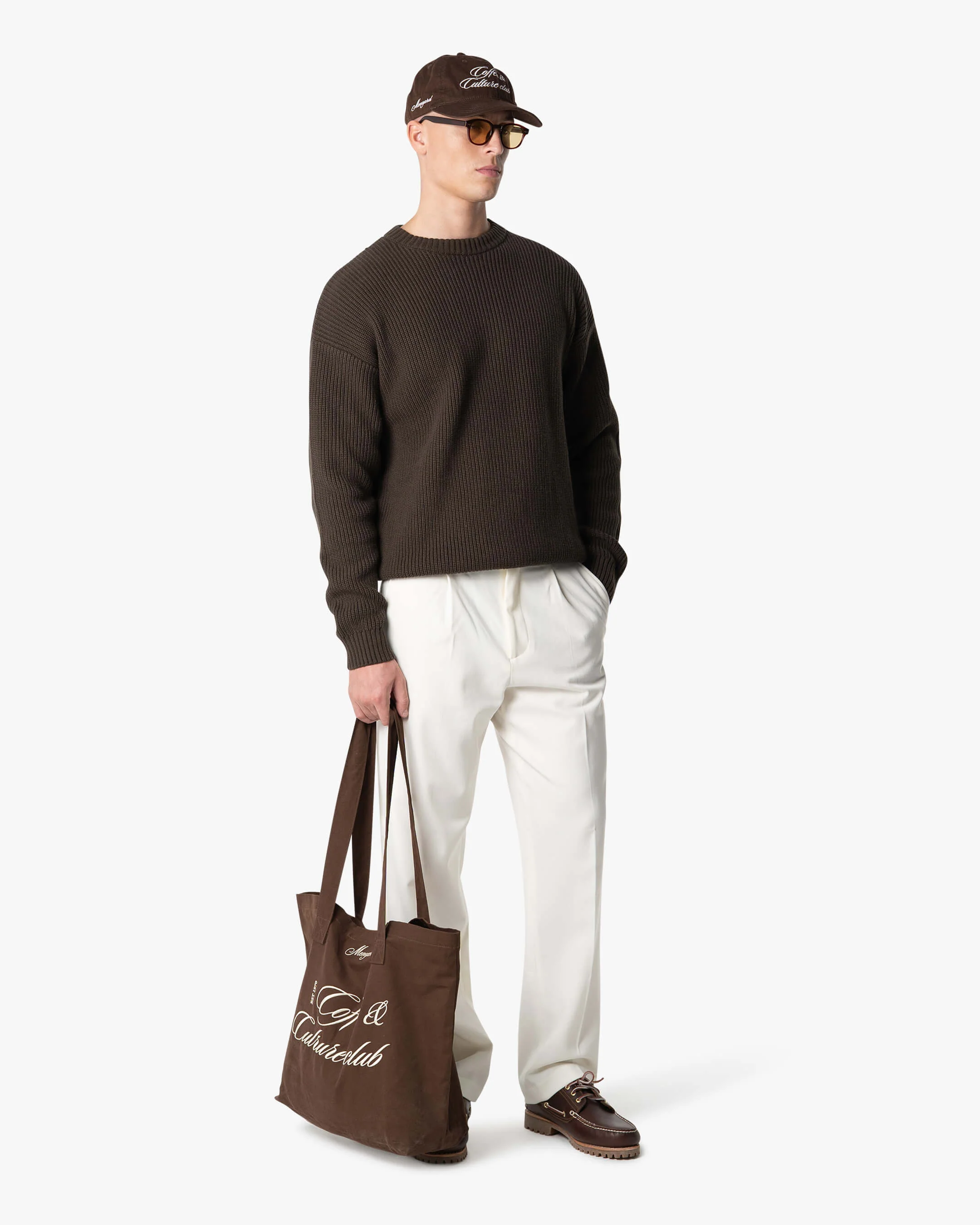 Naval Knitted Cotton Sweater | Brown - Image 3