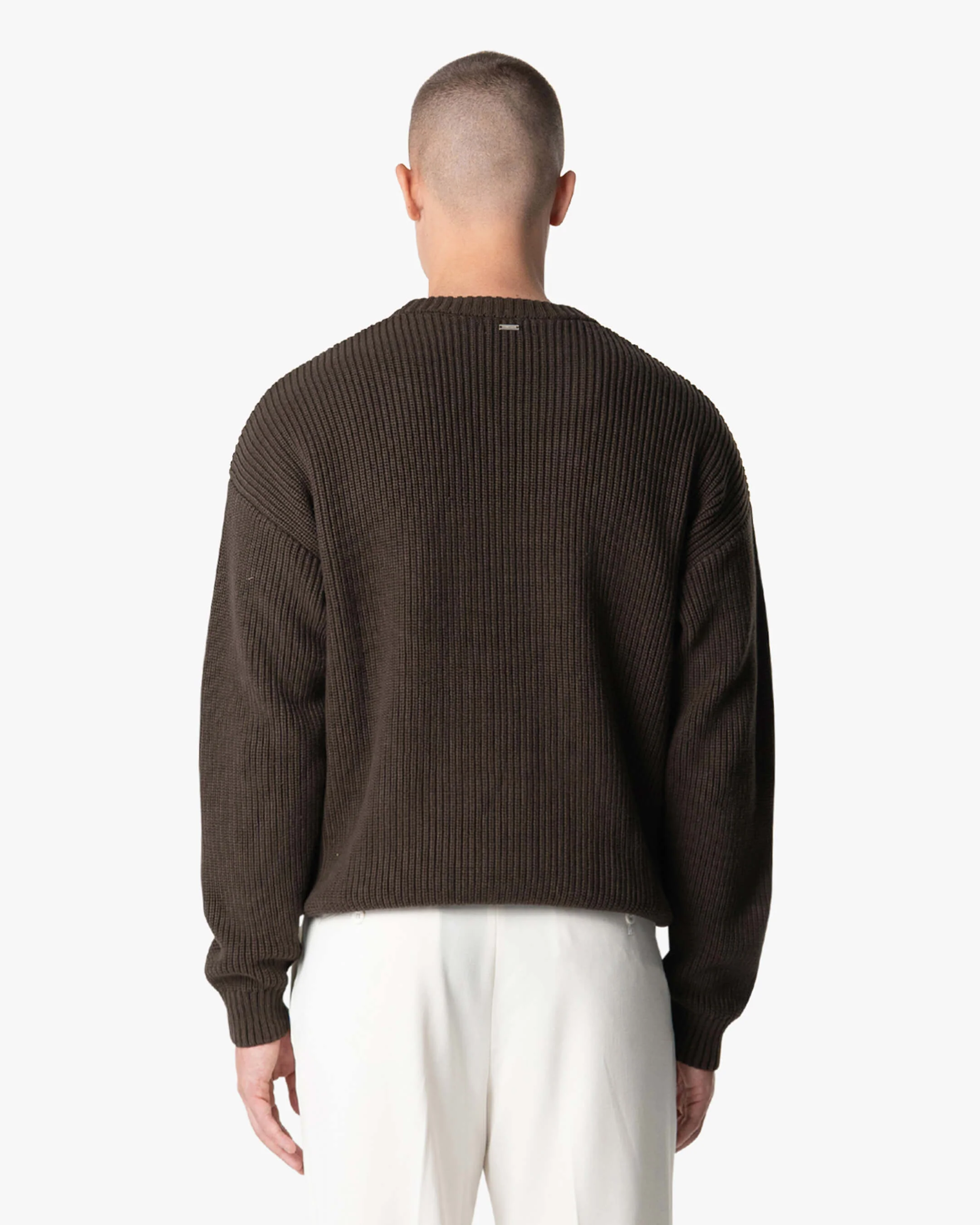Naval Knitted Cotton Sweater | Brown - Image 4