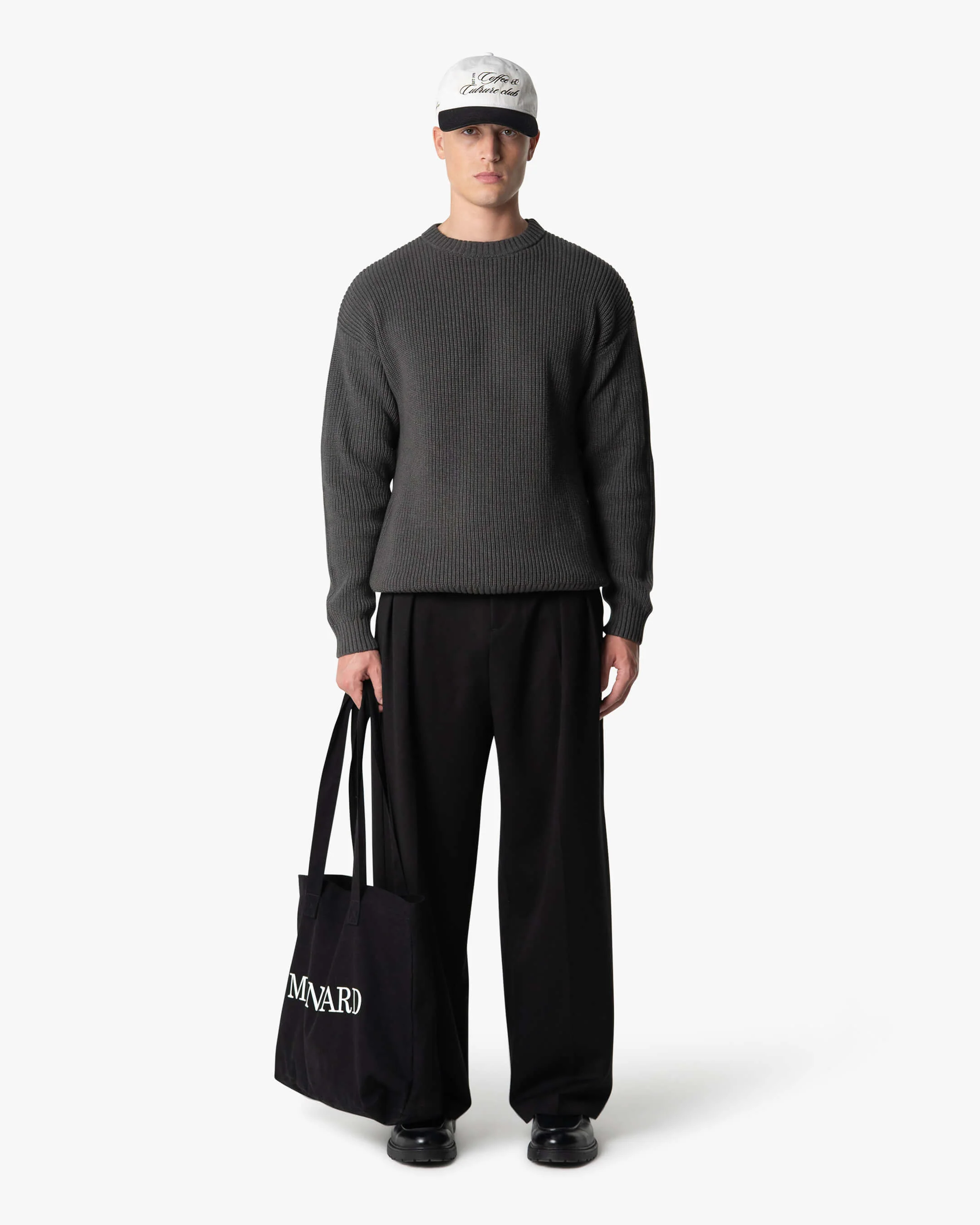 Naval Knitted Cotton Sweater | Dark Grey - Image 3
