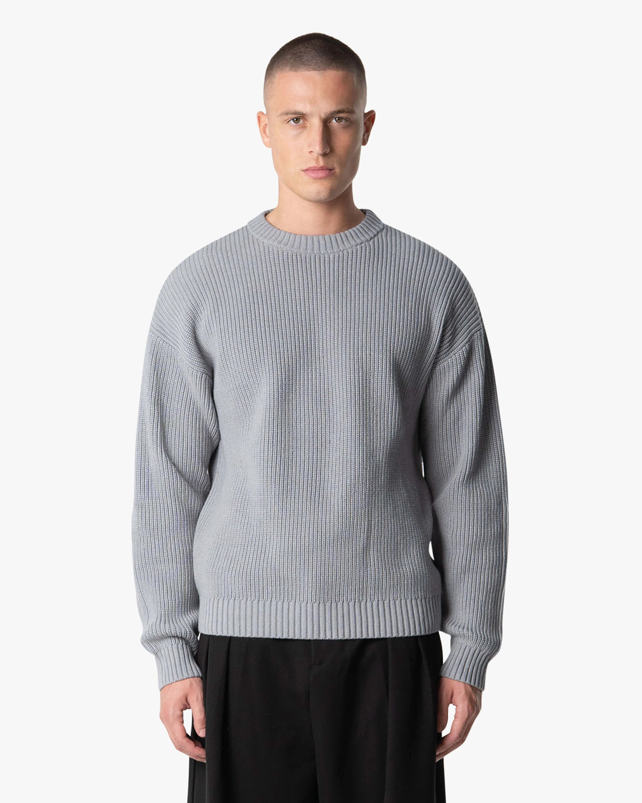 Naval Knitted Cotton Sweater | Grey Melee - Image 4