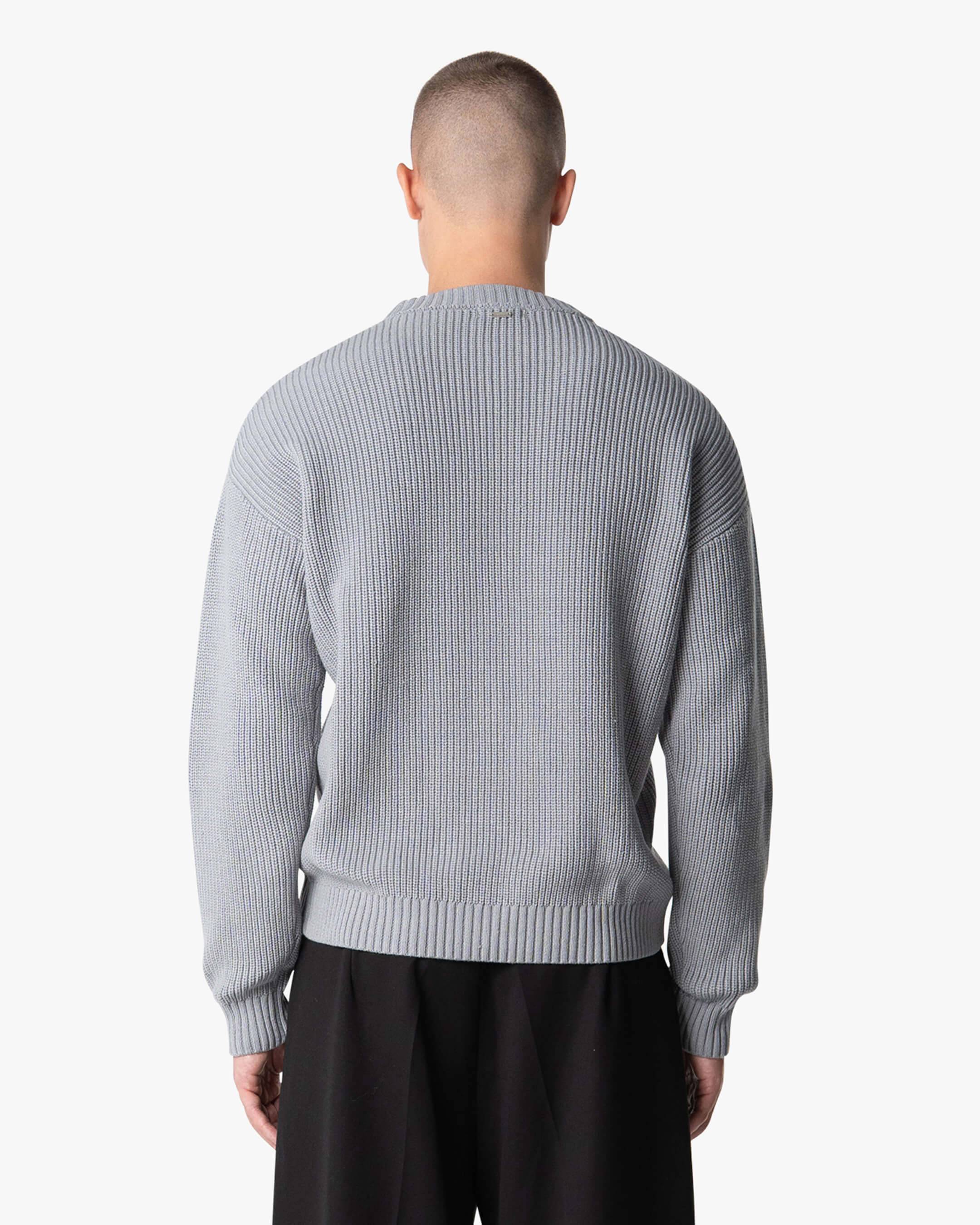 Naval Knitted Cotton Sweater | Grey Melee - Image 5