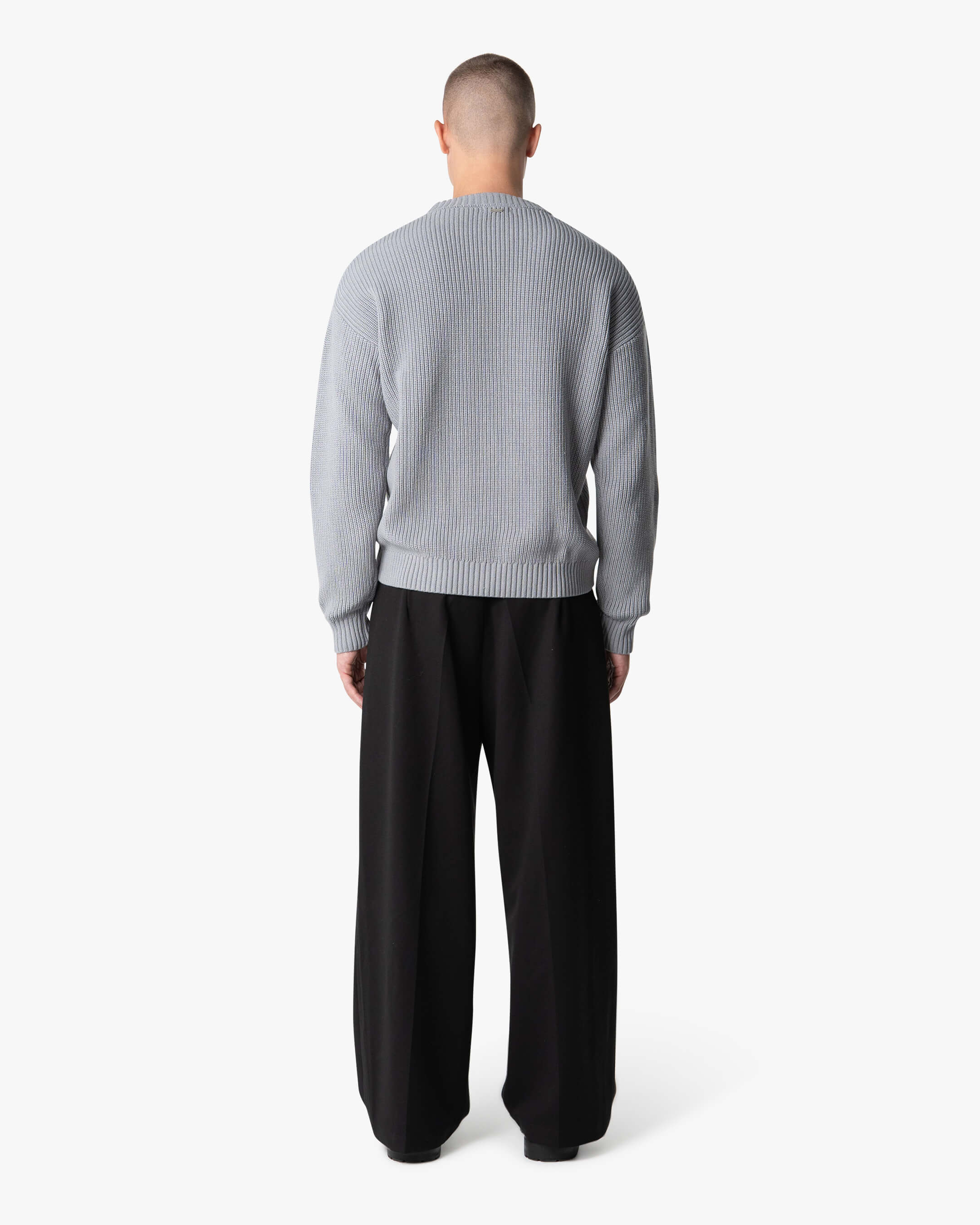 Naval Knitted Cotton Sweater | Grey Melee - Image 6