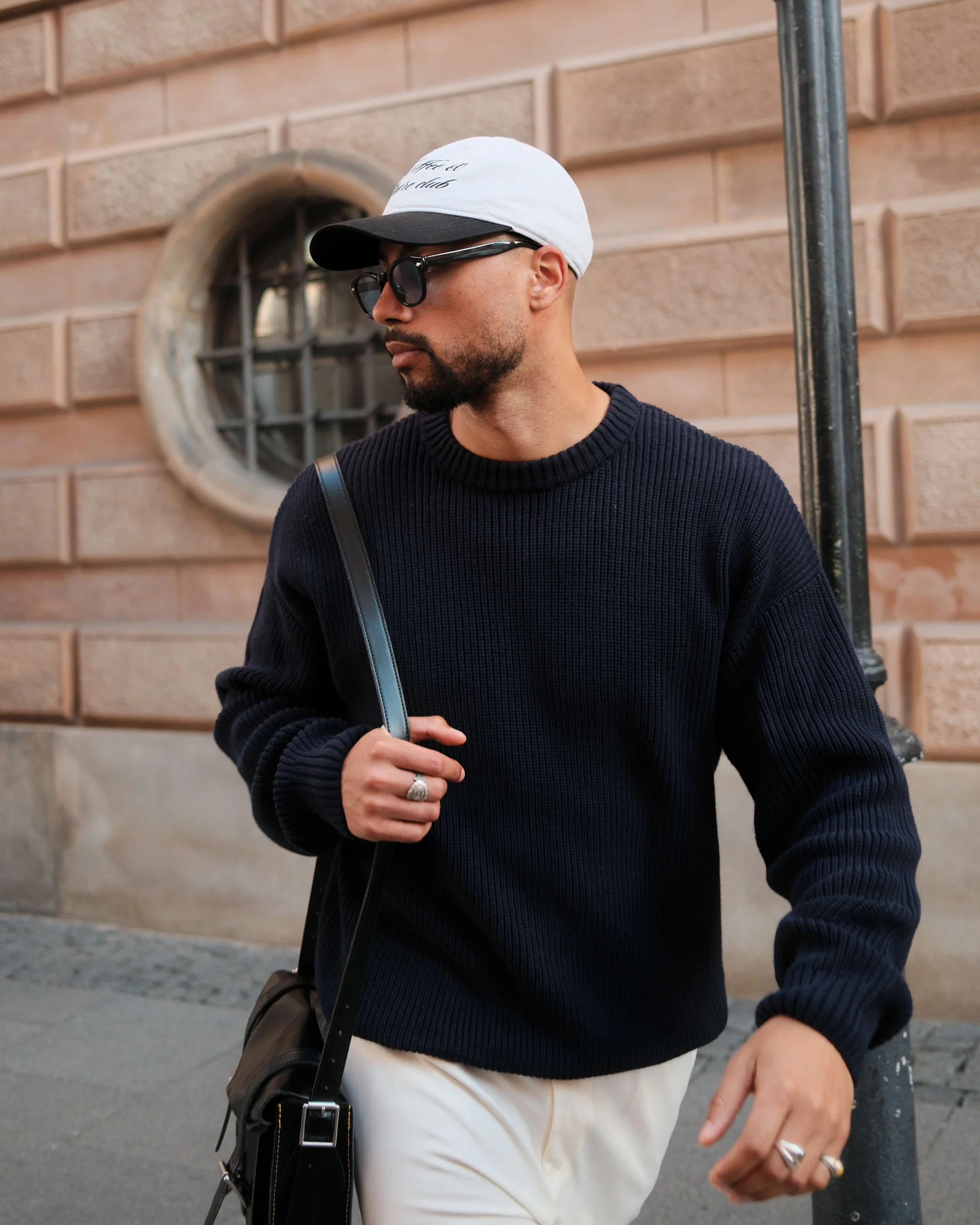 Naval Knitted Cotton Sweater | Navy - Image 3