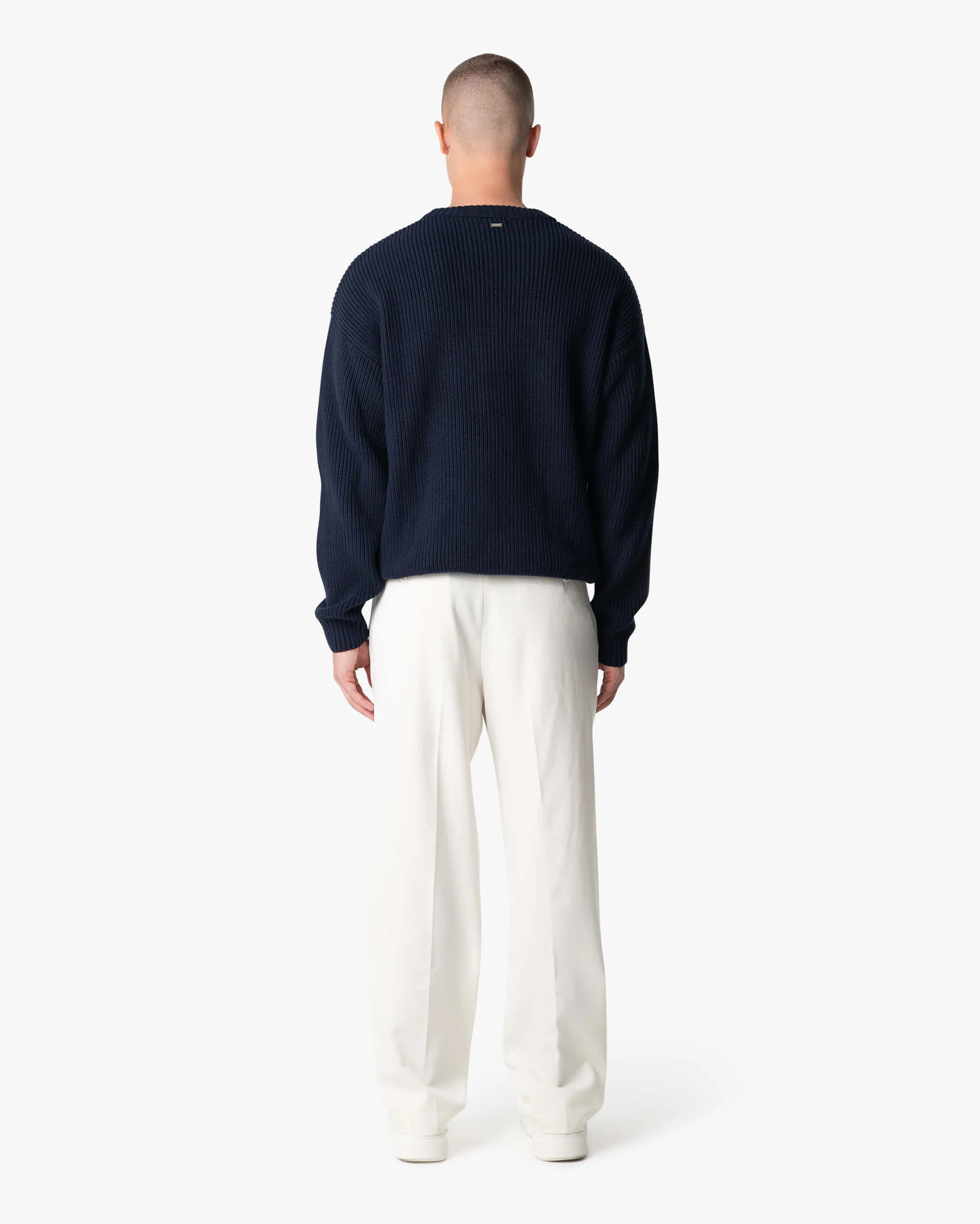 Naval Knitted Cotton Sweater | Navy - Image 7