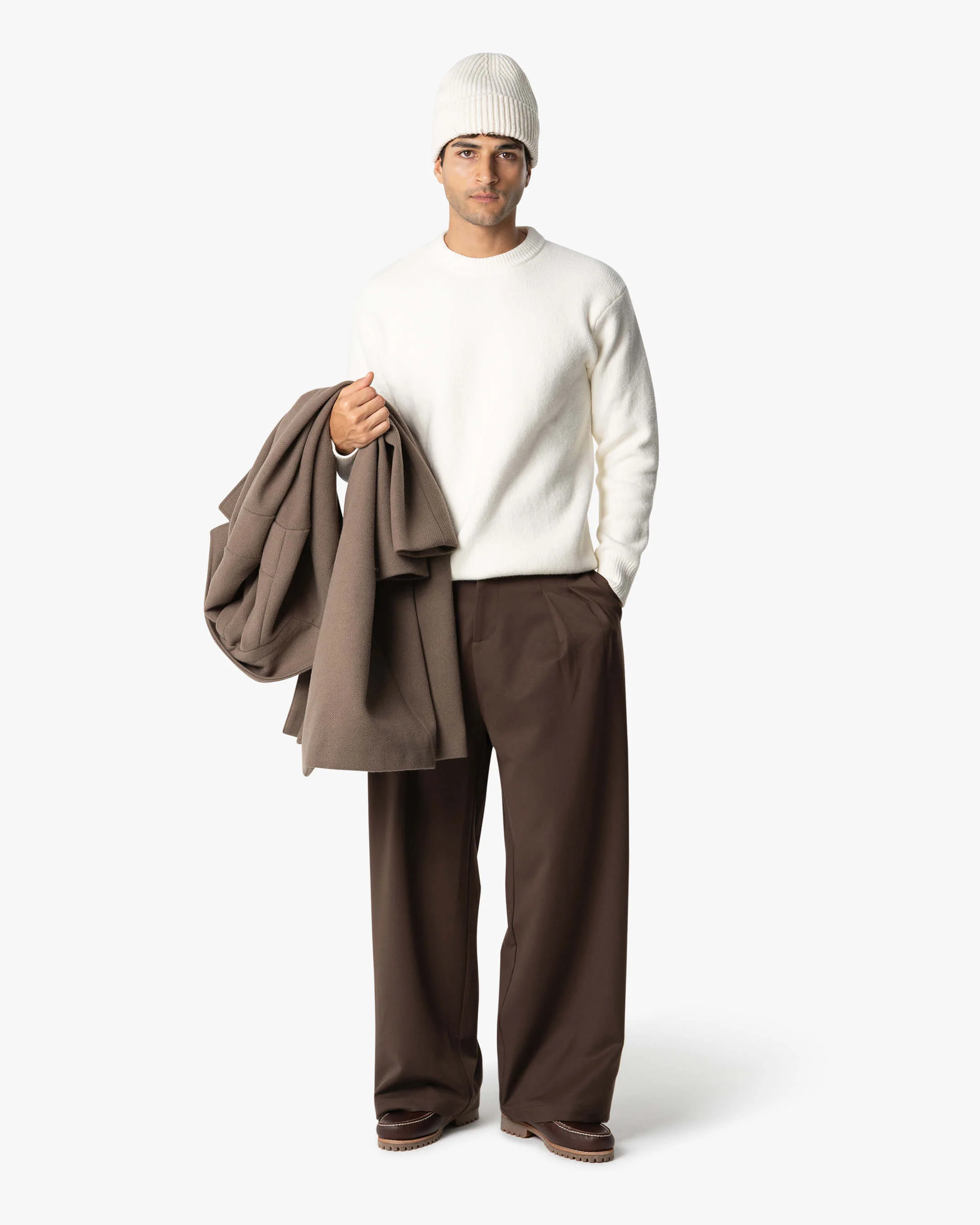 Nuvola Knitted Cotton Crewneck | Ecru - Image 4
