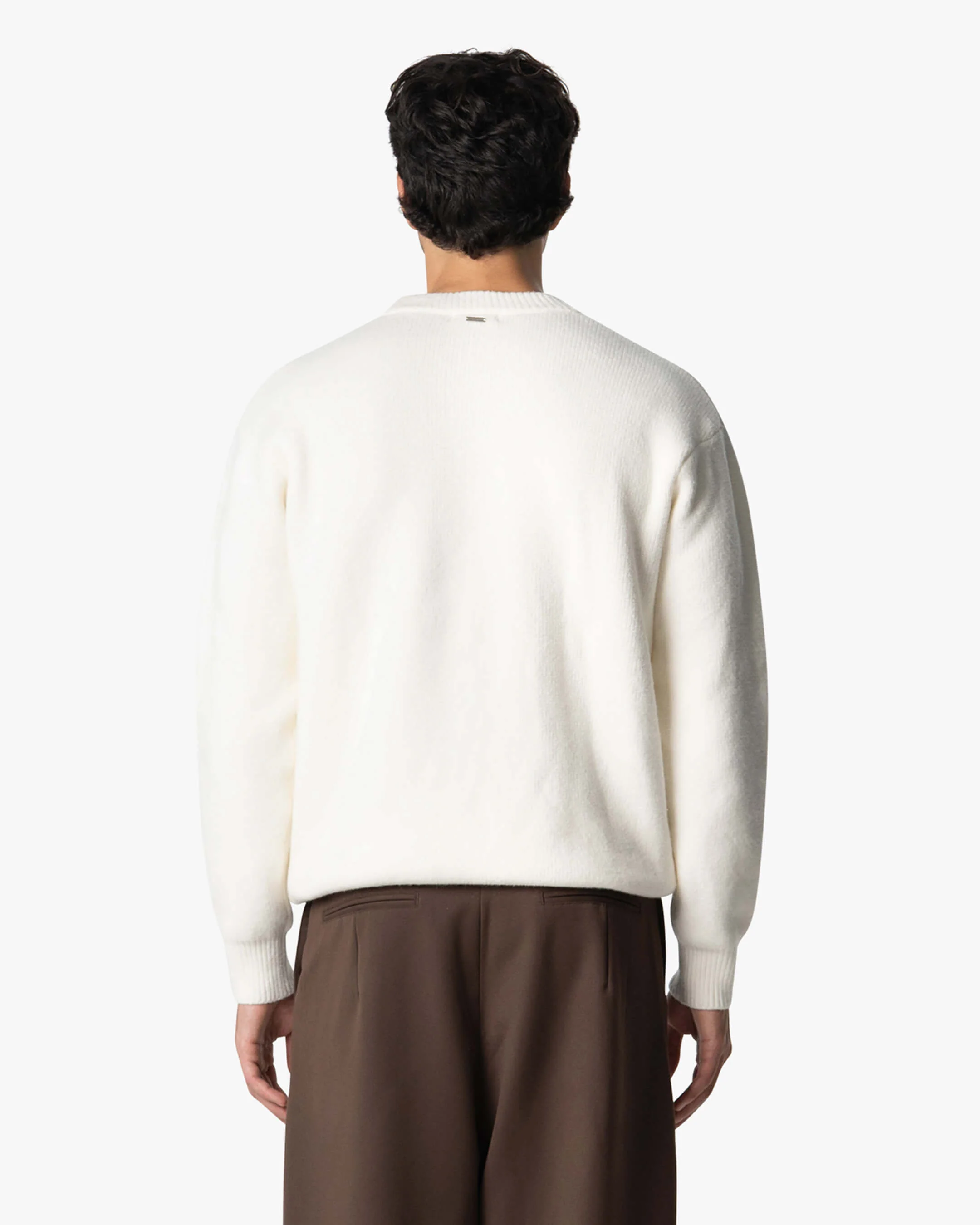 Nuvola Knitted Cotton Crewneck | Ecru - Image 5