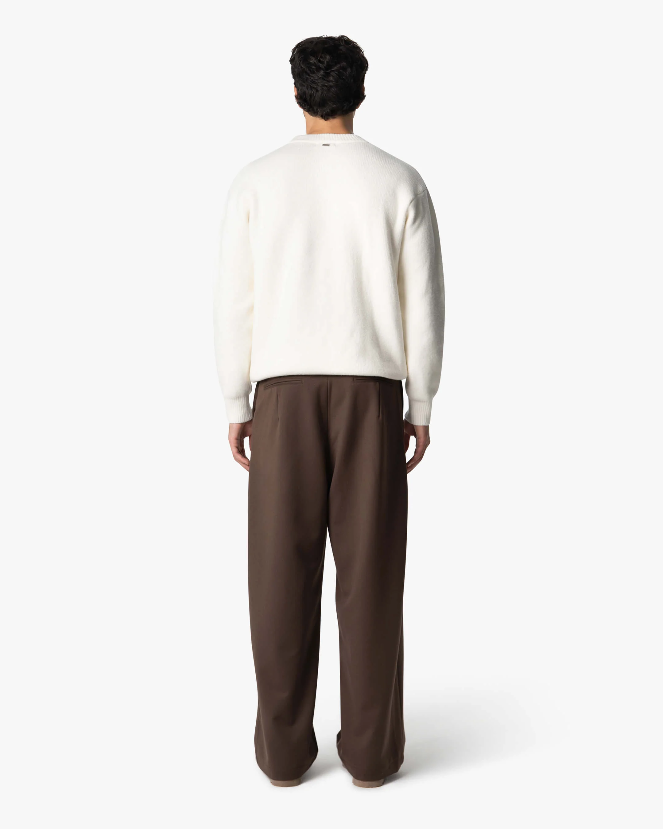 Nuvola Knitted Cotton Crewneck | Ecru - Image 6