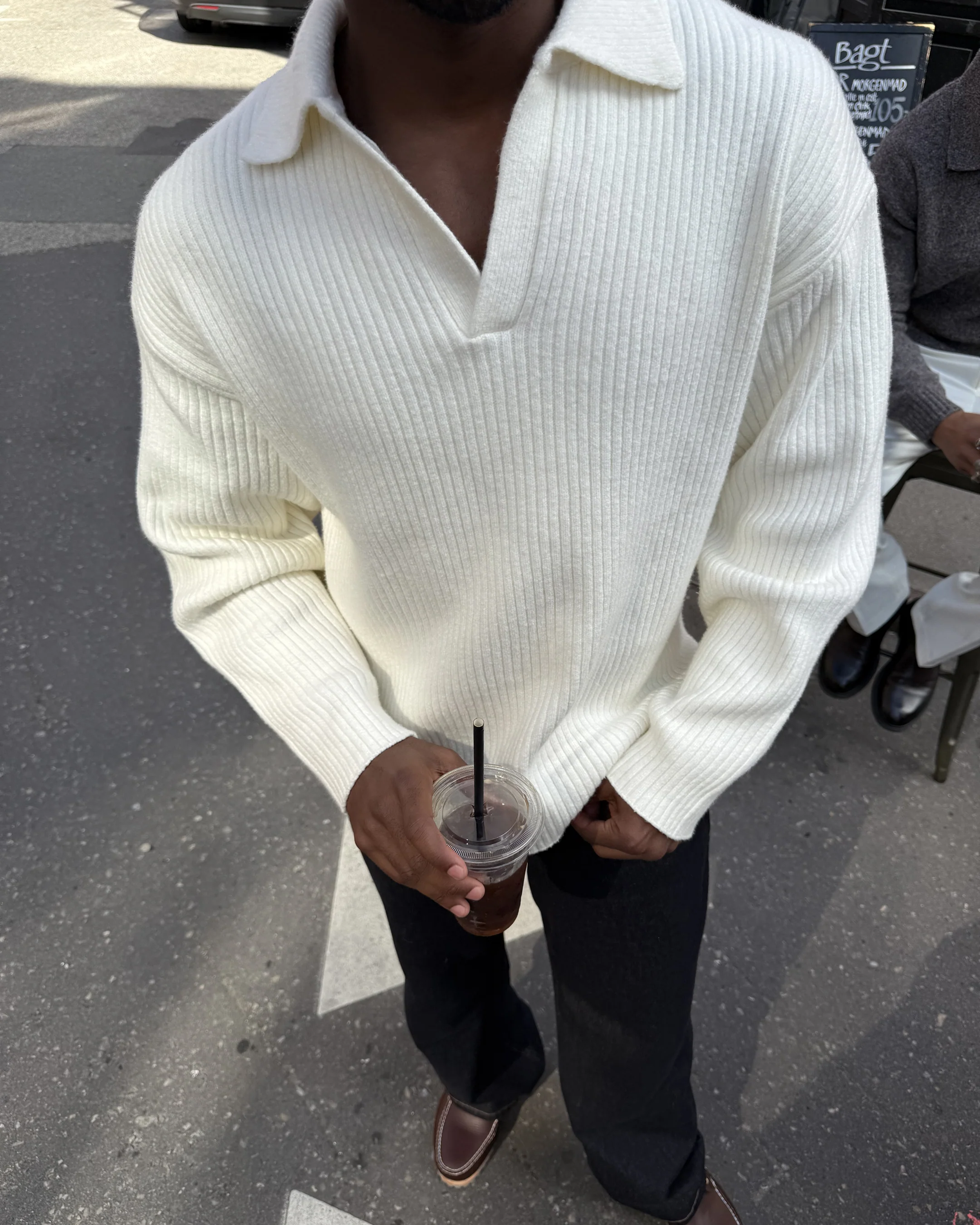 Ravello Oversized Cotton V-Neck Sweater | Ecru - Image 3