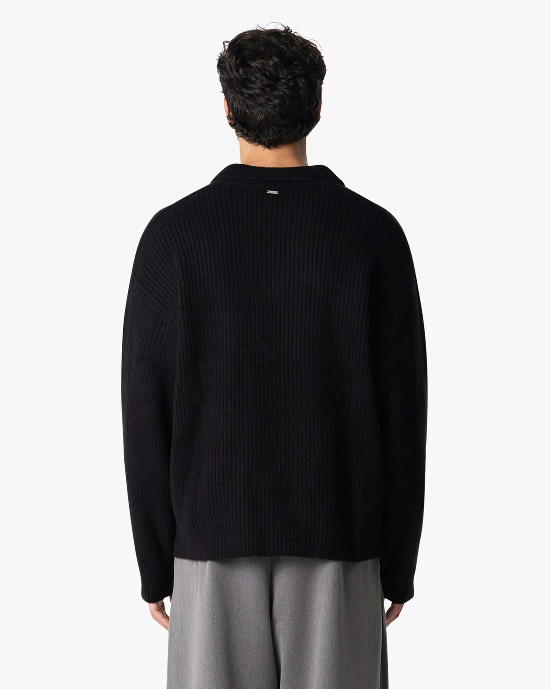 Ravello Oversized Cotton V-Neck Sweater | Black - Image 5