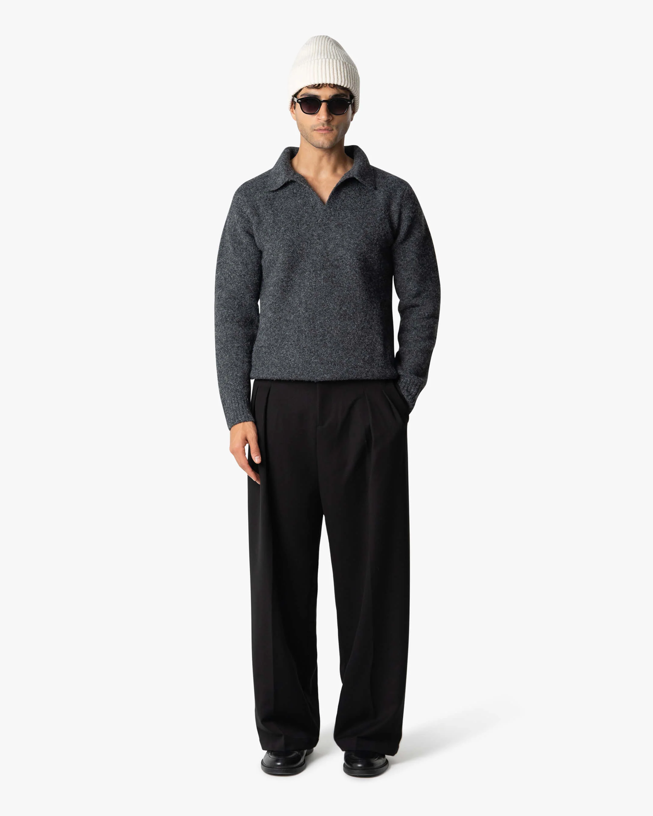 Regatta Regular Brushed Polo Sweater | Black Melee - Image 3