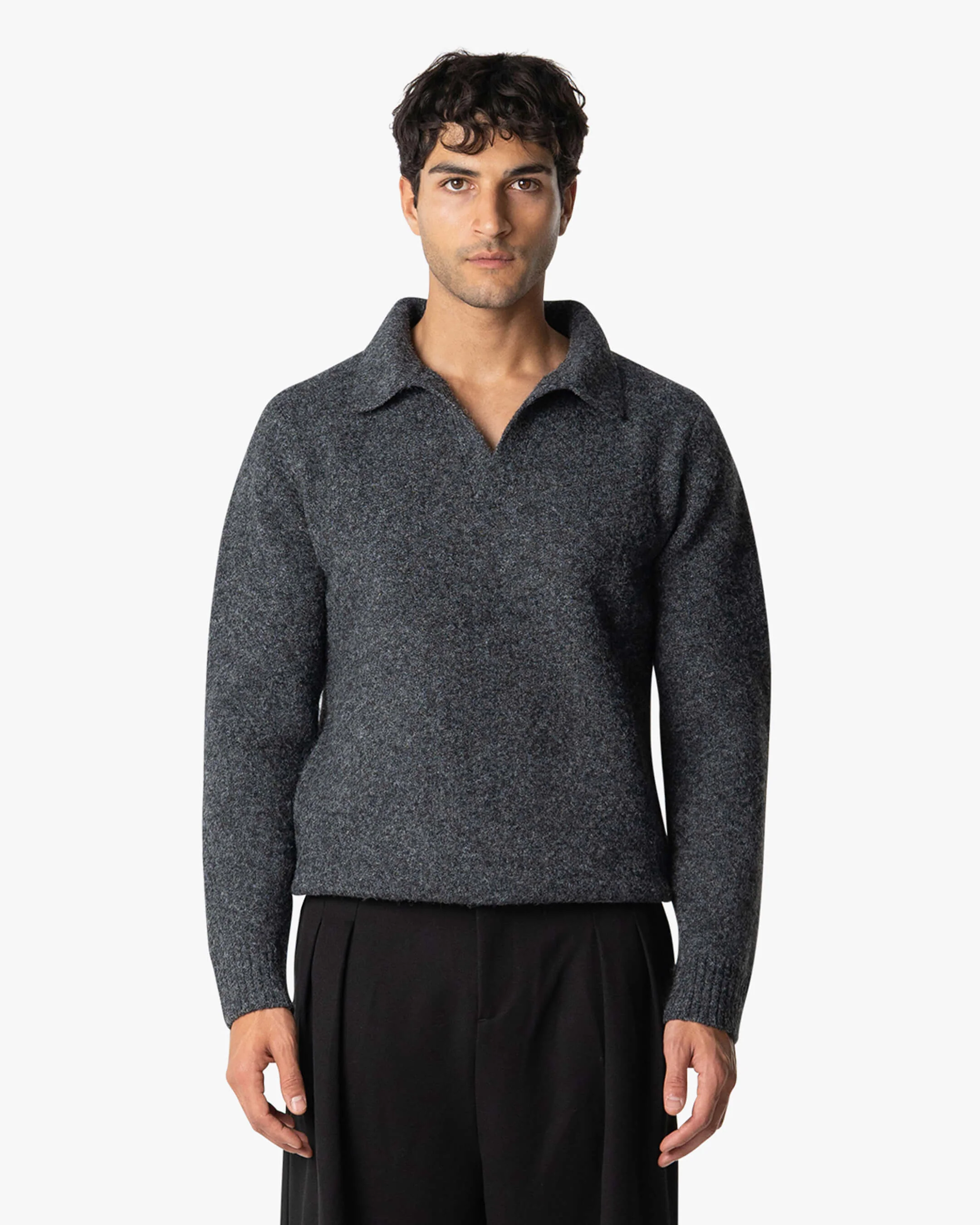 Regatta Regular Brushed Polo Sweater | Black Melee - Image 4