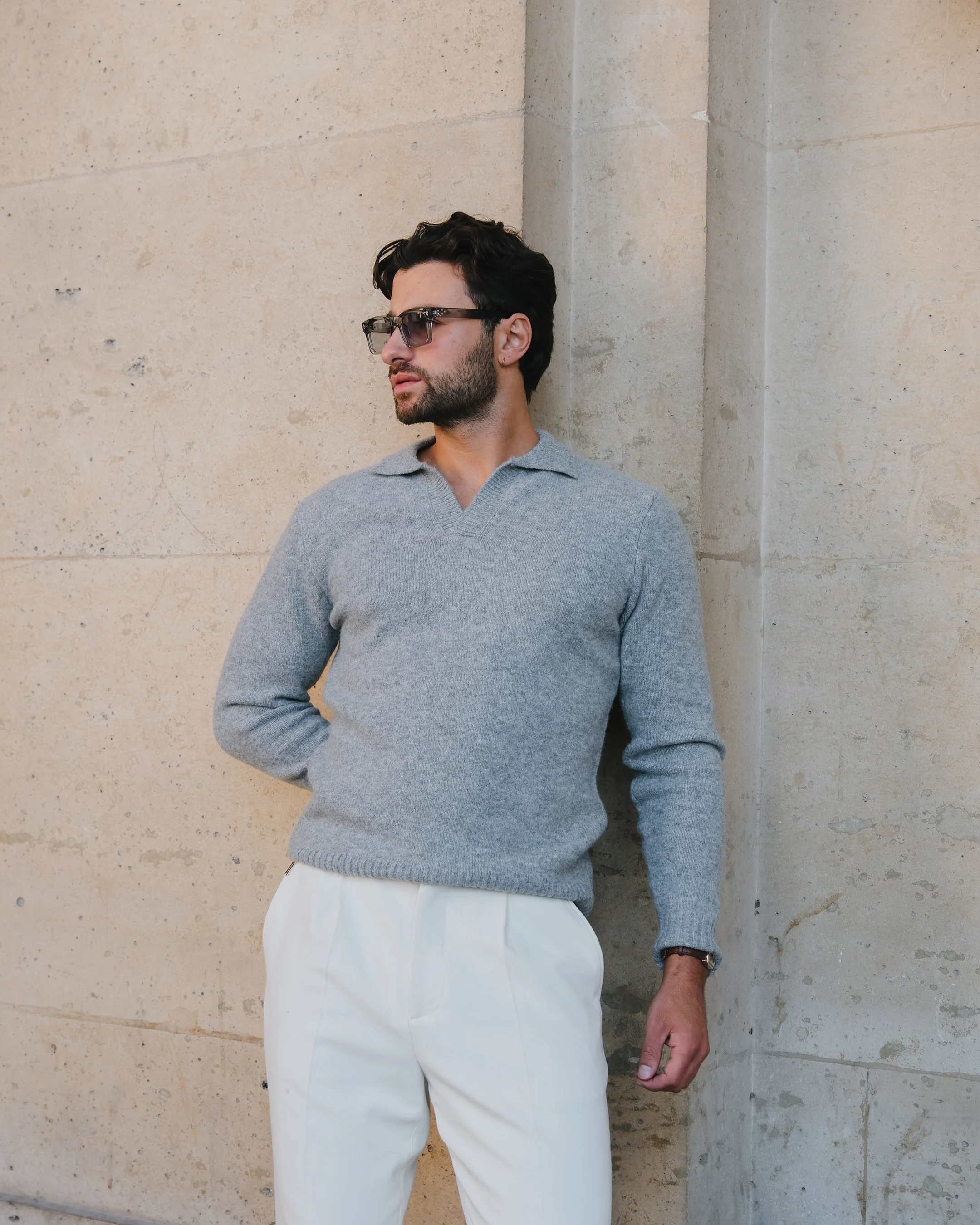 Regatta Regular Brushed Polo Sweater | Grey Melee - Image 3