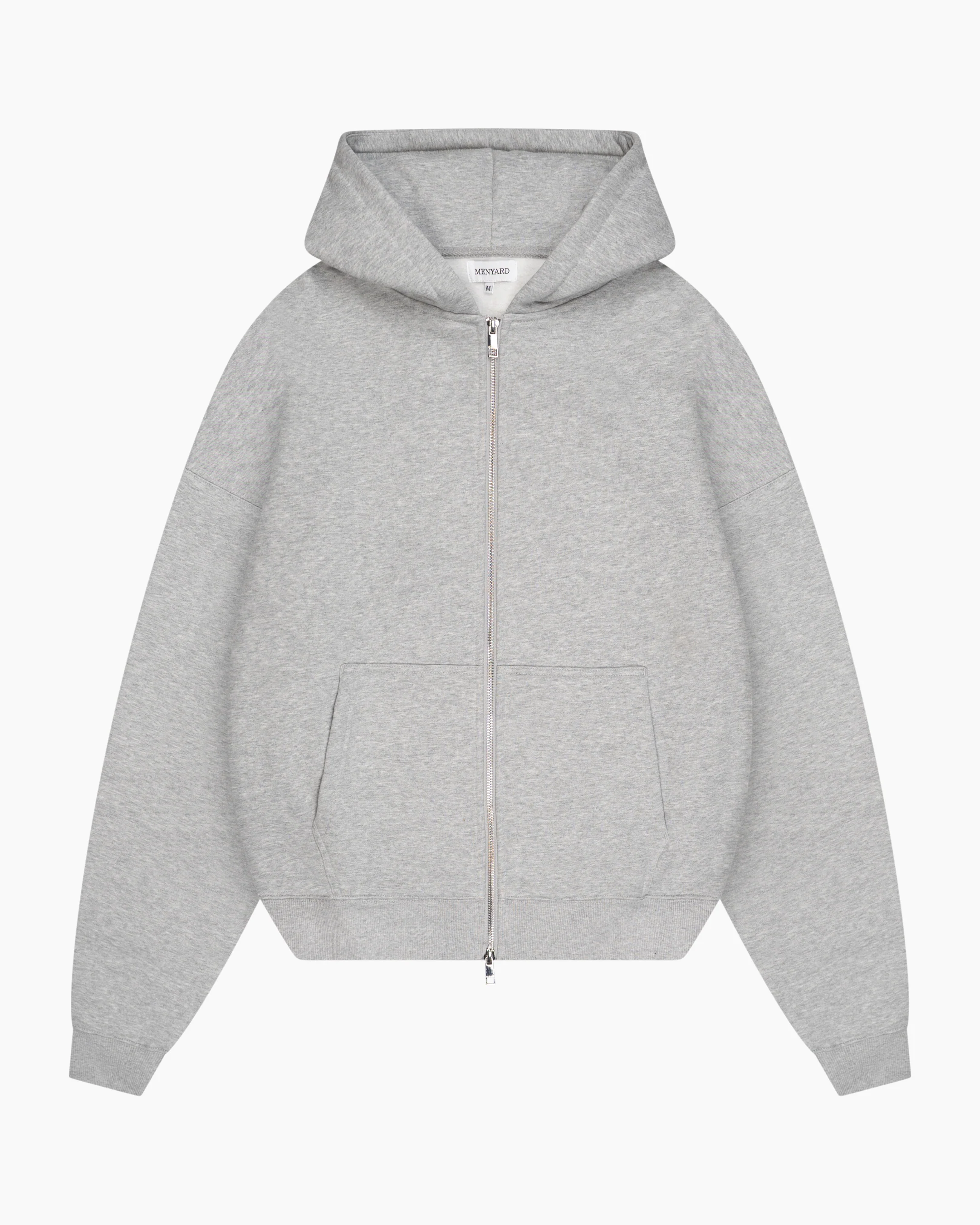 Oversized Blank Zip Hoodie | Grey Melee - Image 4