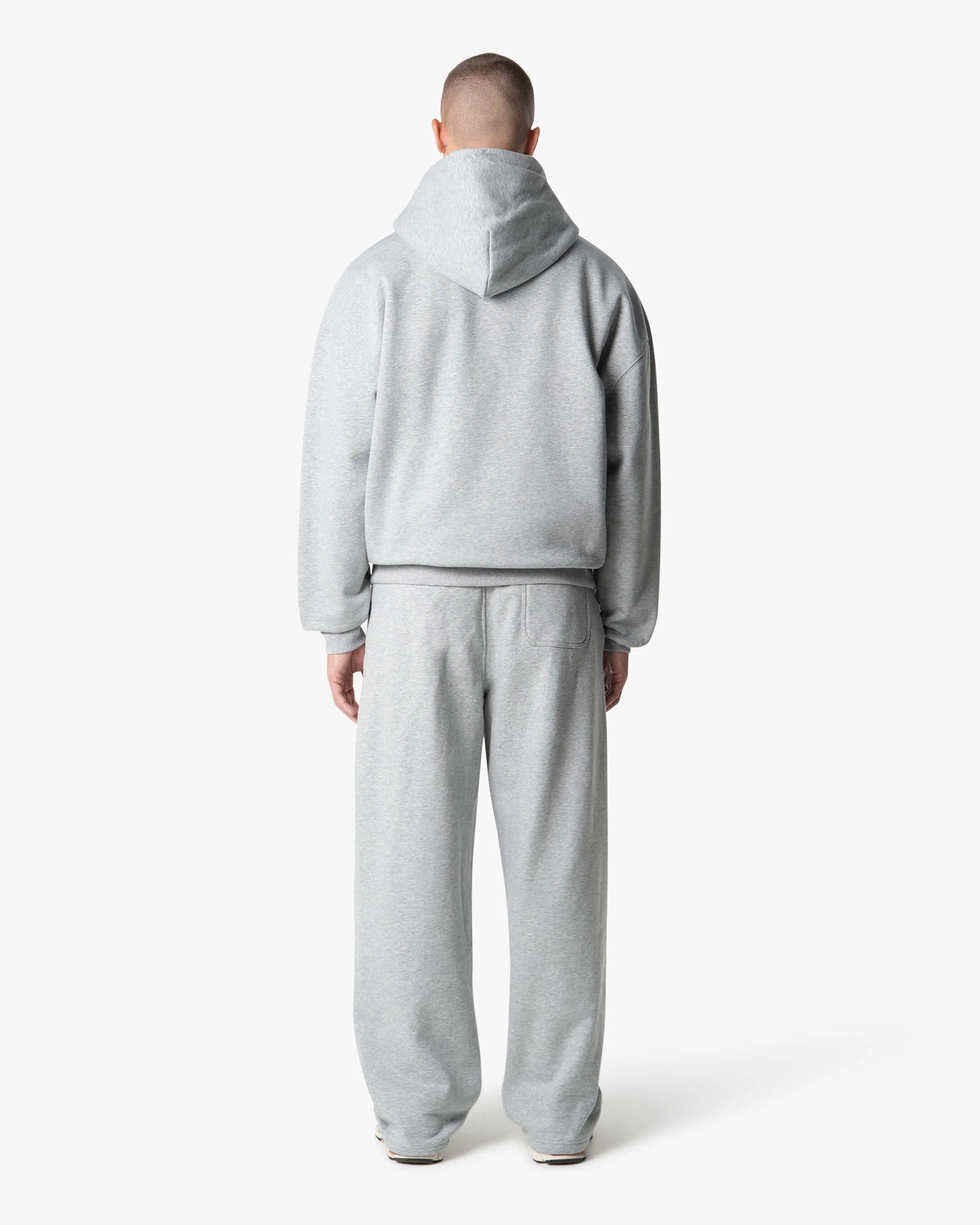 Oversized Blank Zip Hoodie | Grey Melee - Image 5