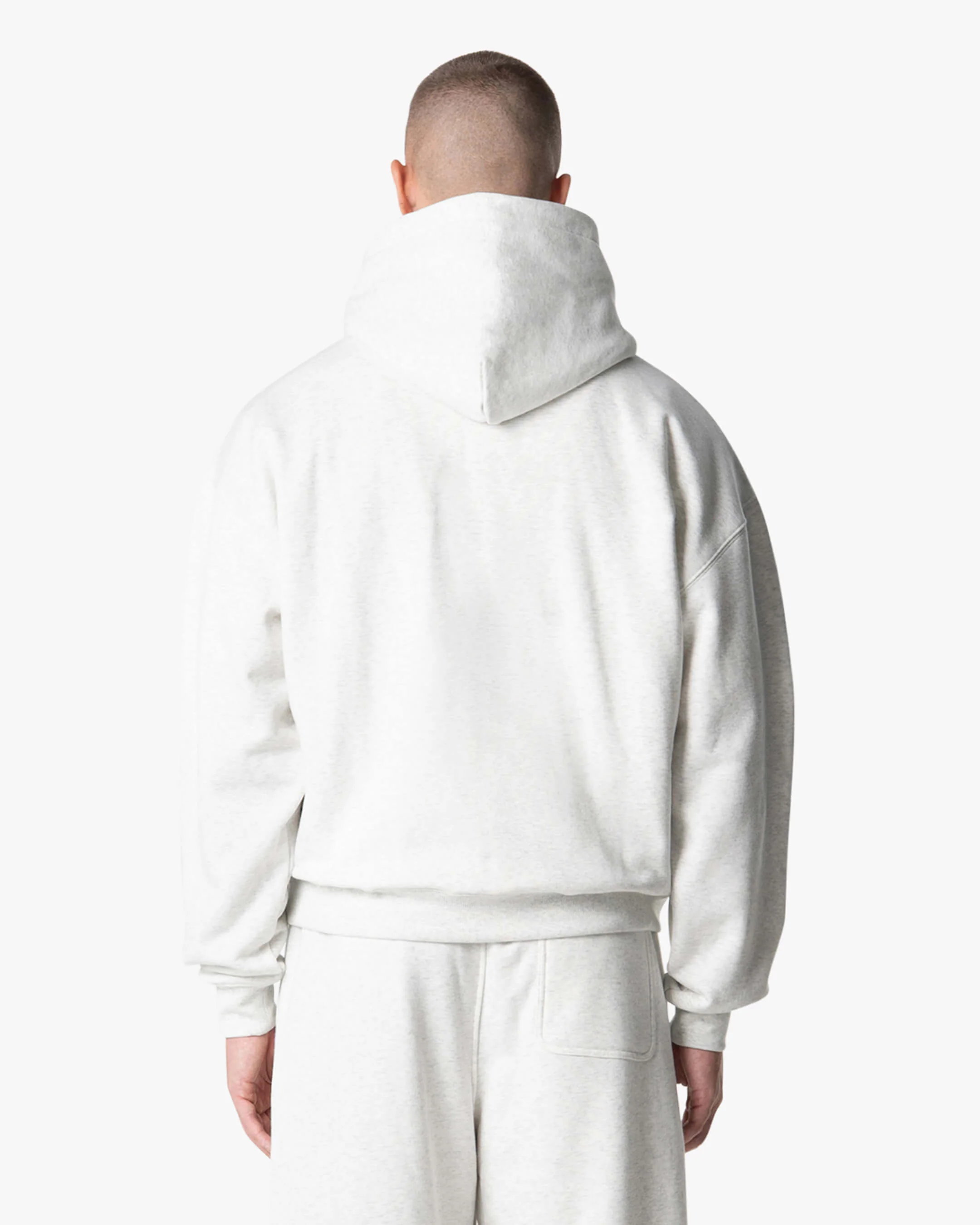 Oversized Blank Zip Hoodie | Light Grey Melee - Image 4