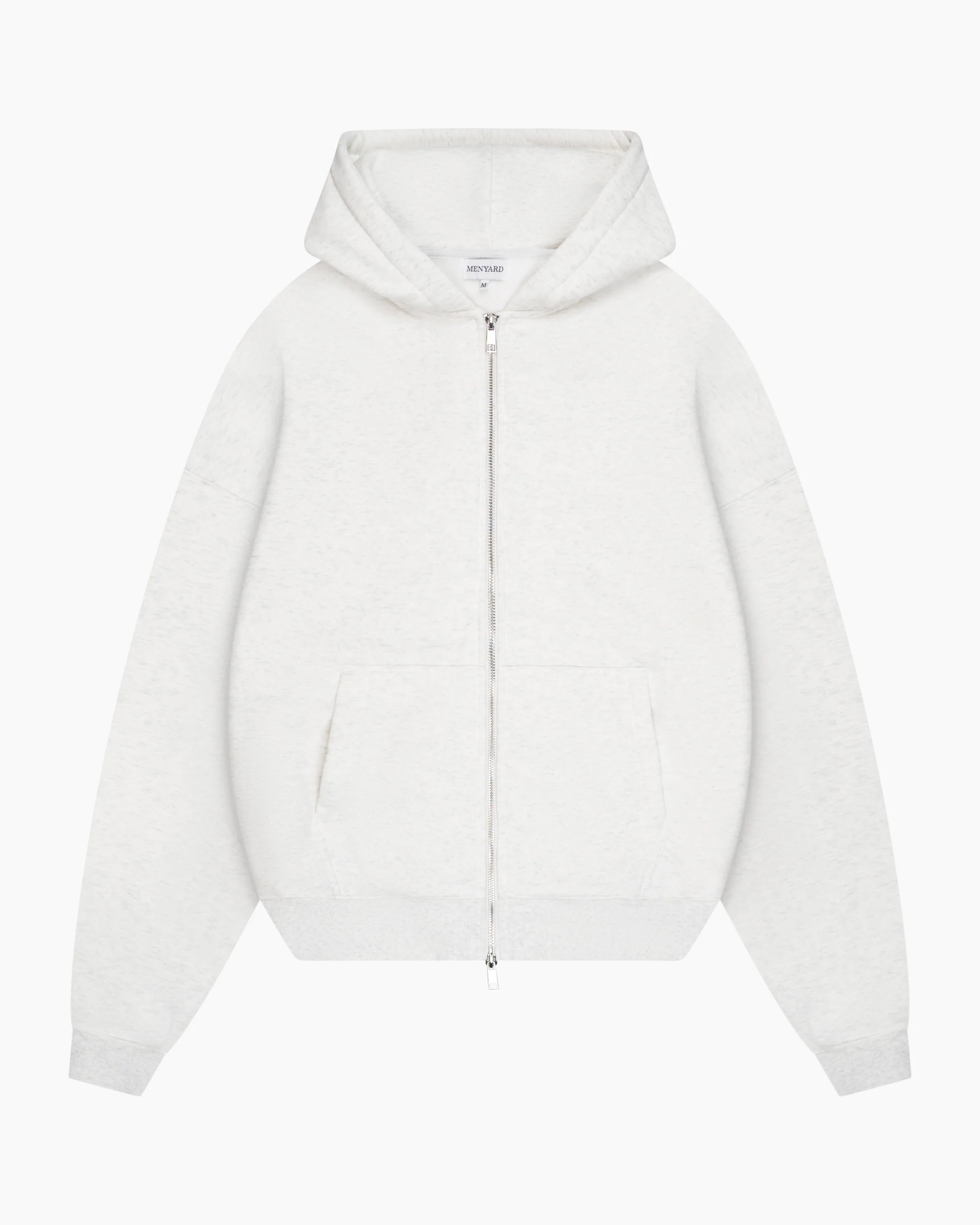 Oversized Blank Zip Hoodie | Light Grey Melee - Image 5