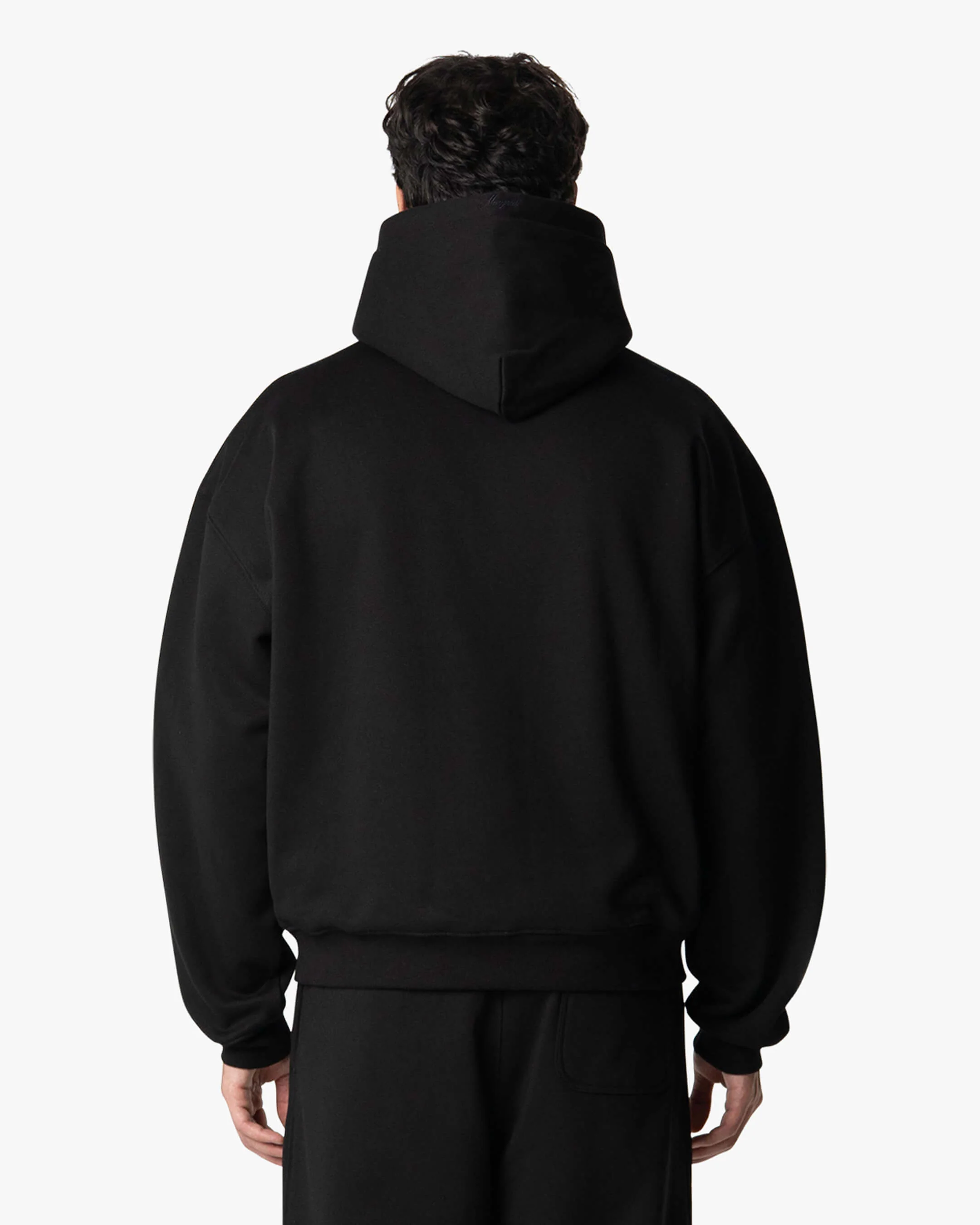 Oversized Blank Zip Hoodie | Black - Image 4